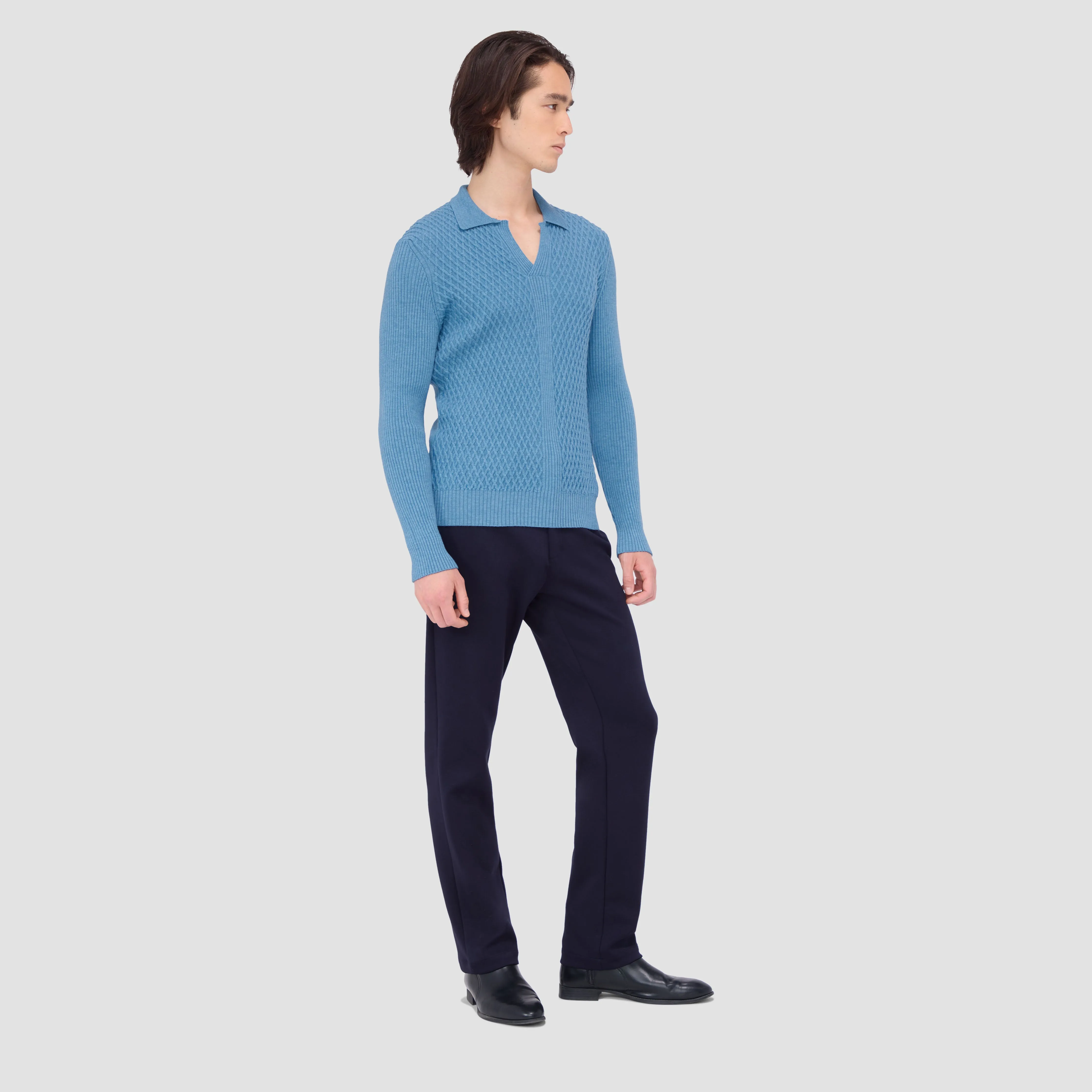 Mixed Stitch Johnny Collar Sweater sold by Bugatchi product image thumbnail 5