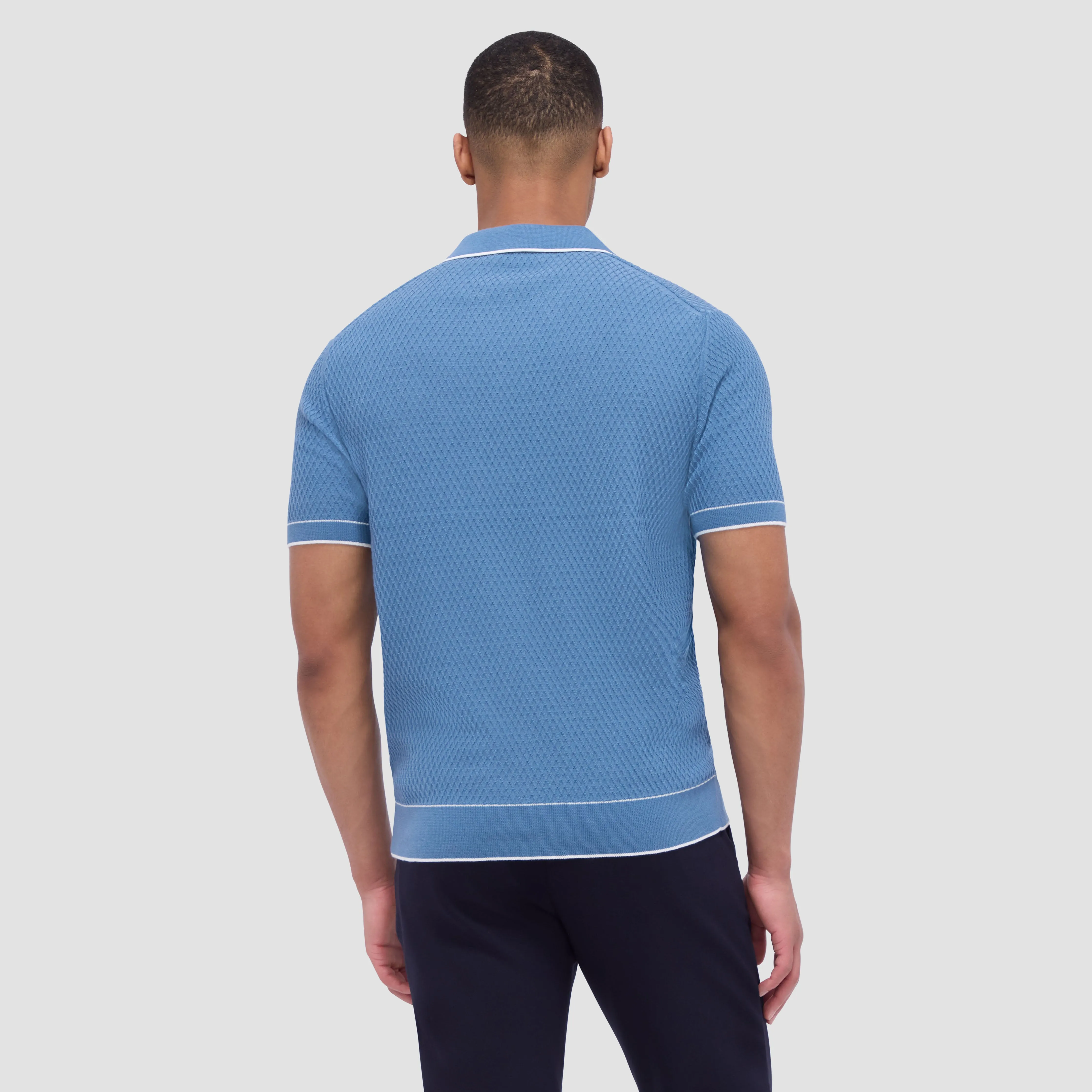 Honeycomb Stitch Short-Sleeved Johnny Collar Sweater sold by Bugatchi product image thumbnail 4