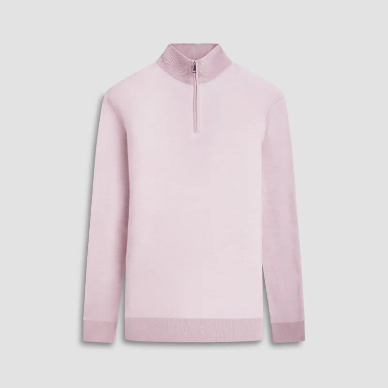 Bird's Eye Jacquard Quarter-Zip Mock Neck Sweater sold by Bugatchi