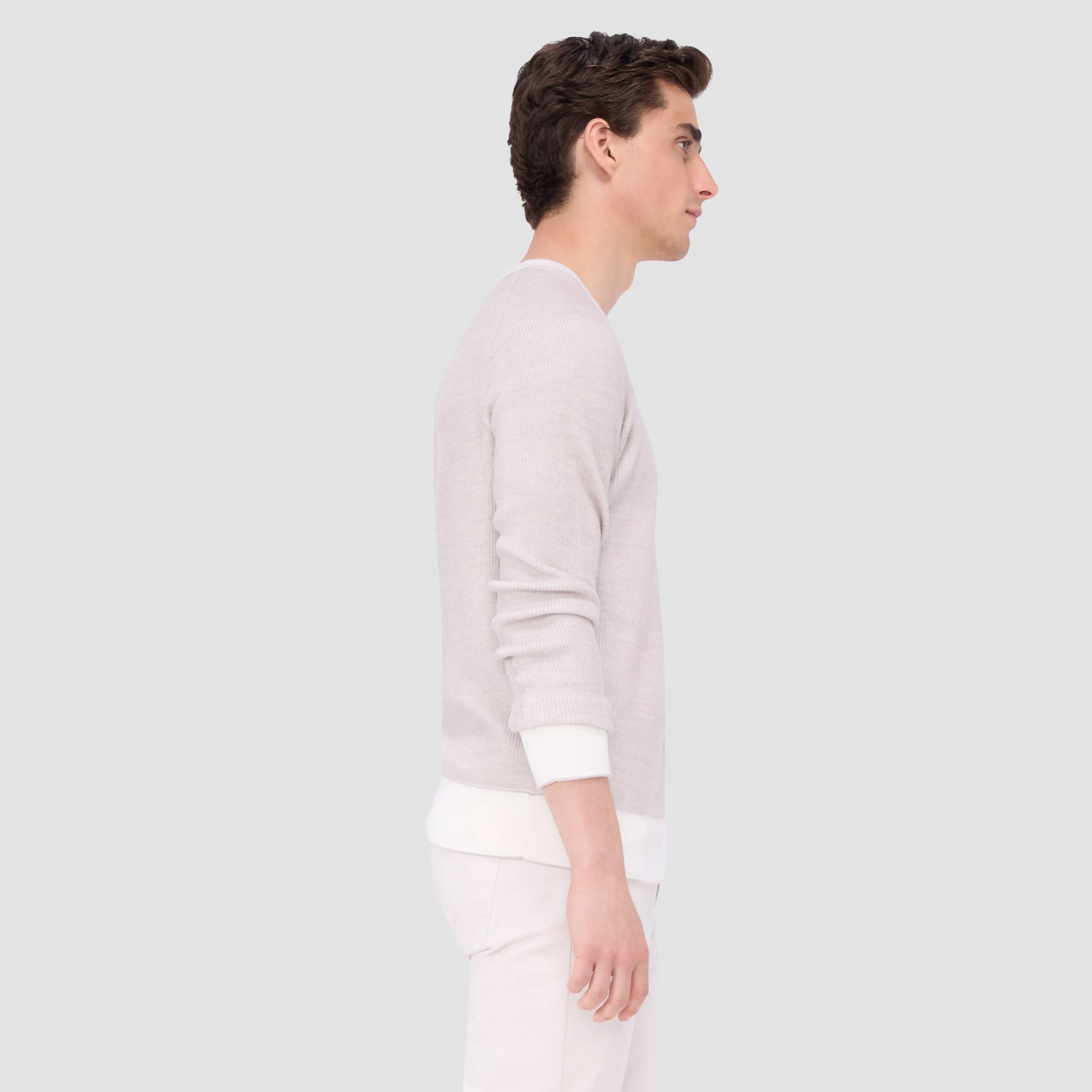 Fisherman Rib Jacquard Crew Neck Sweater sold by Bugatchi product image thumbnail 3