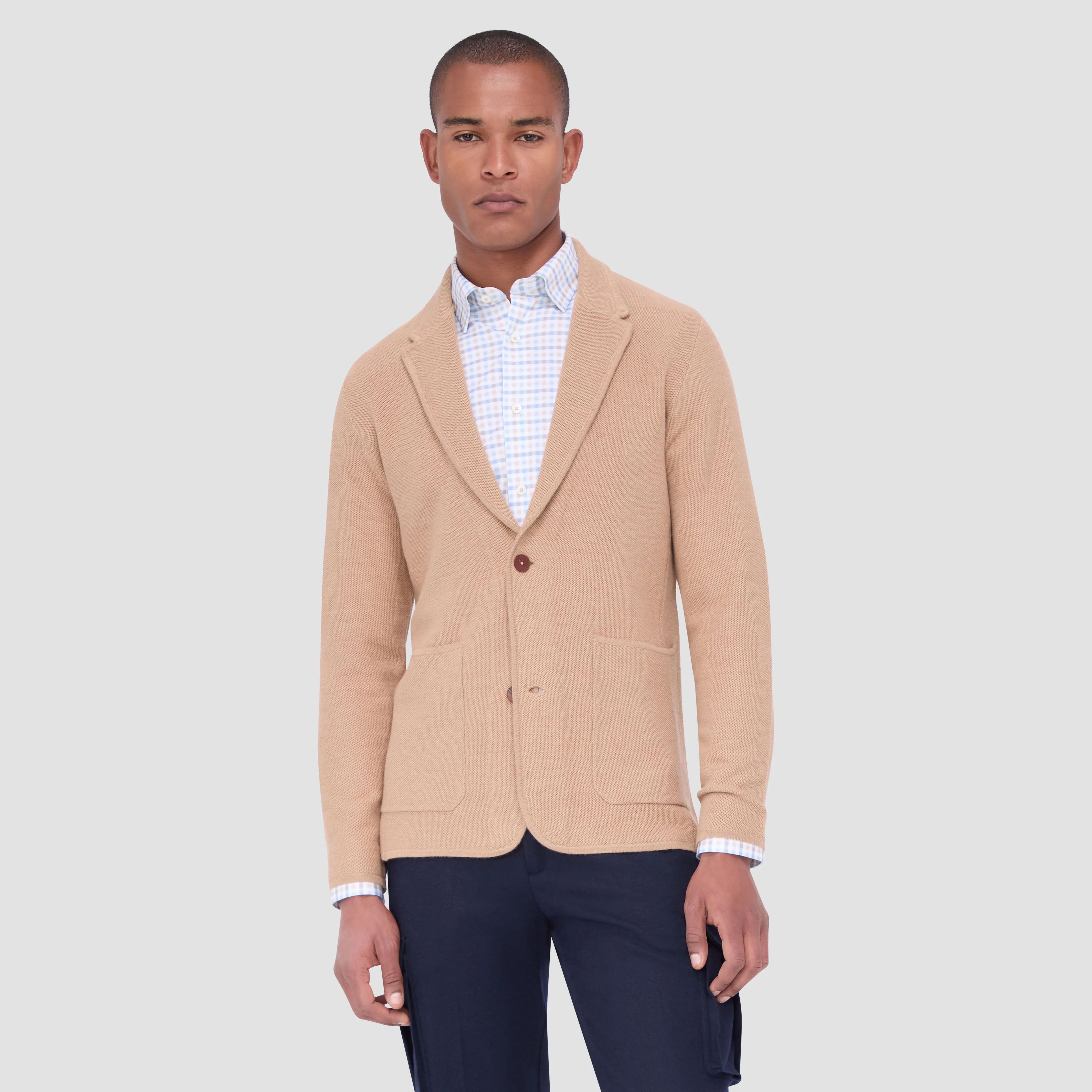 Honeycomb Stitch Two Button Knitted Blazer sold by Bugatchi product image thumbnail 2