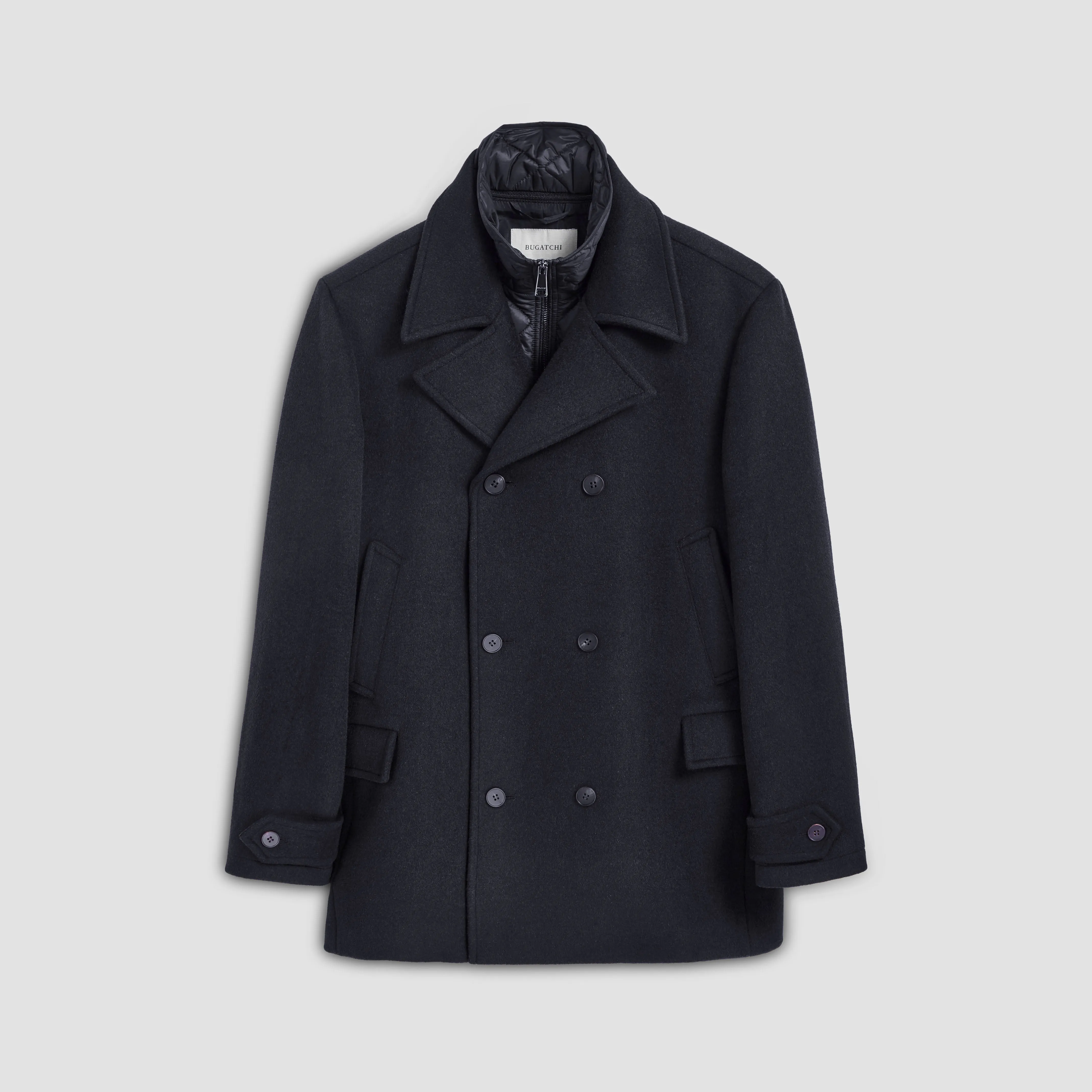 Wool Peacoat with Detachable Bib sold by Bugatchi
