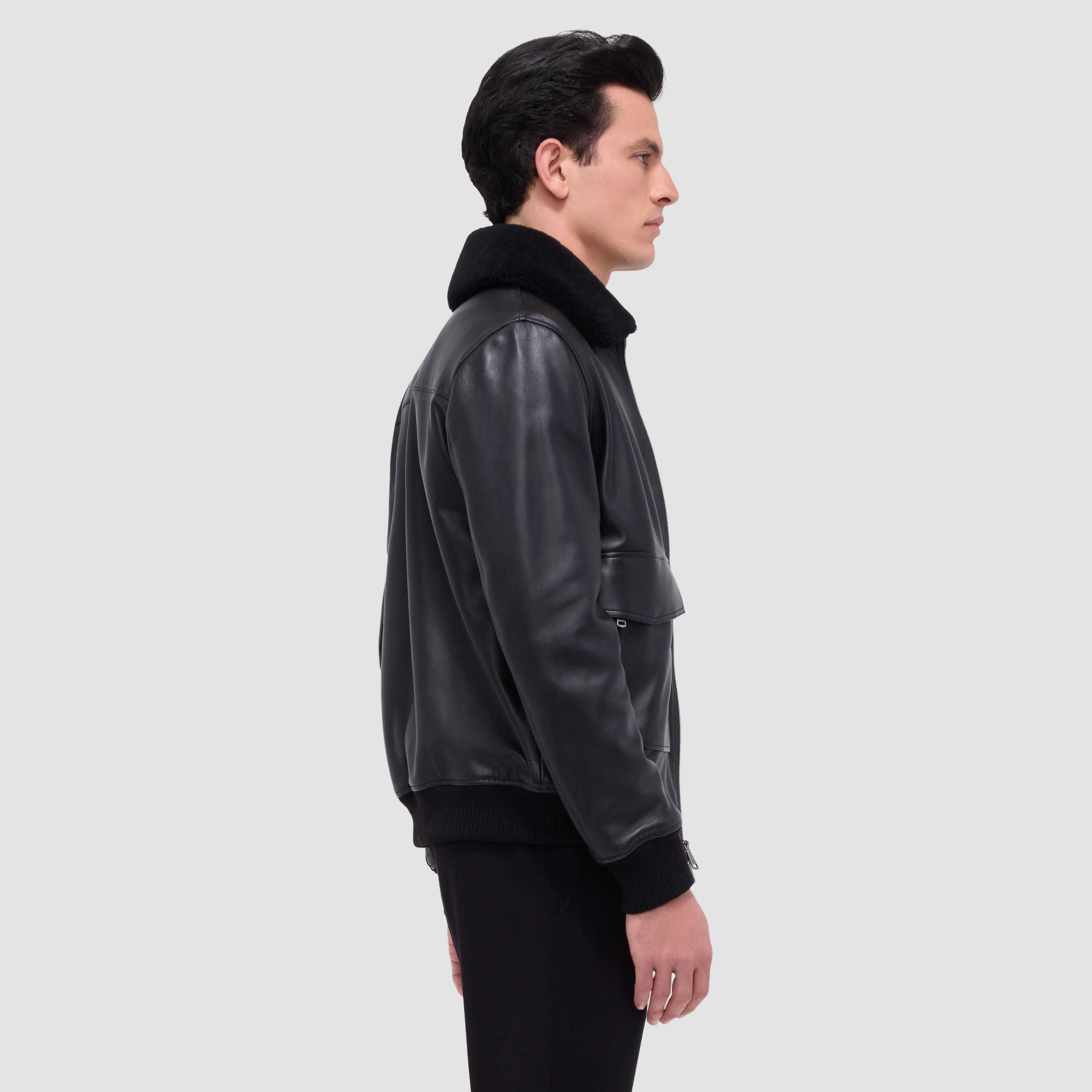 Leather Aviator Jacket sold by Bugatchi product image thumbnail 4