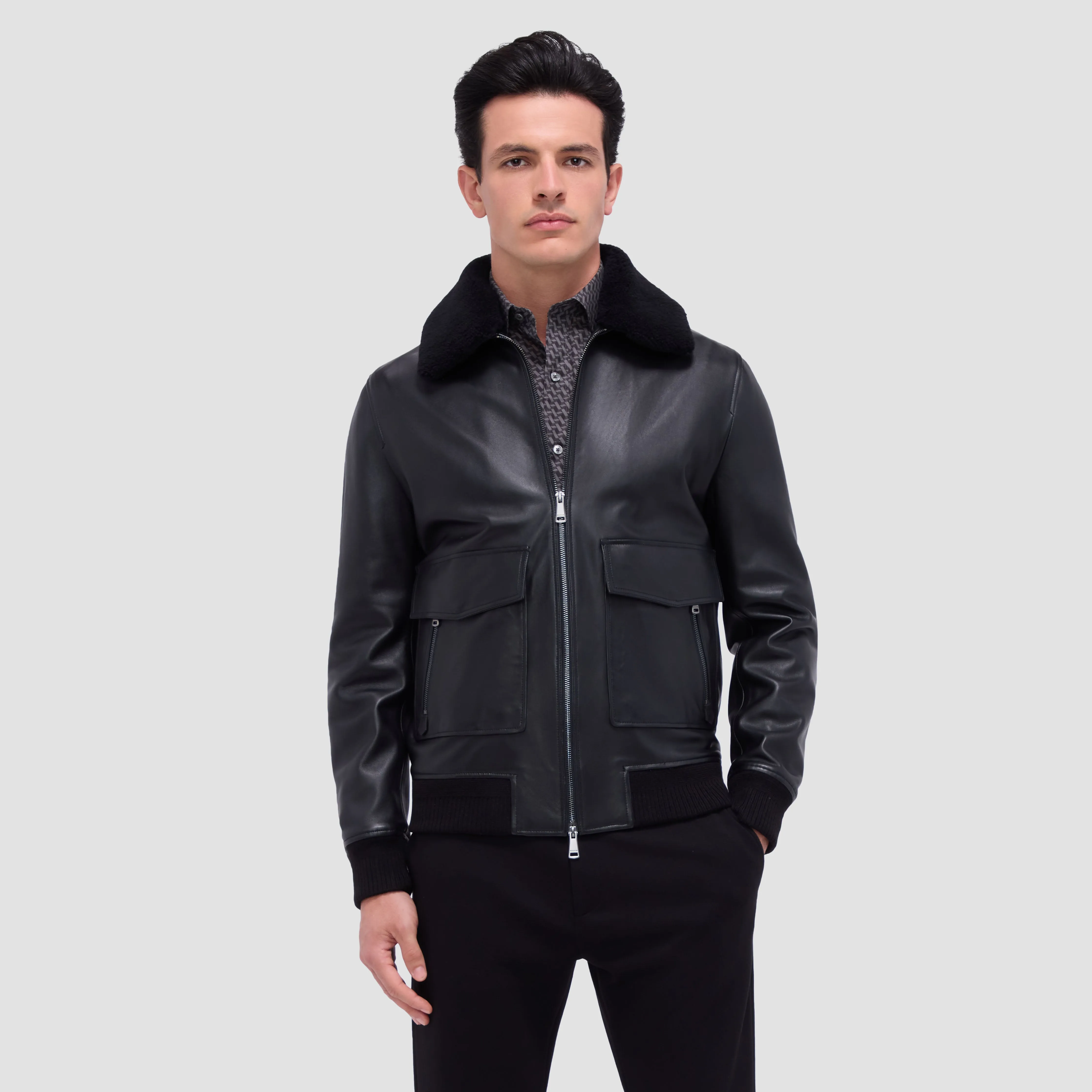 Leather Aviator Jacket sold by Bugatchi product image thumbnail 3