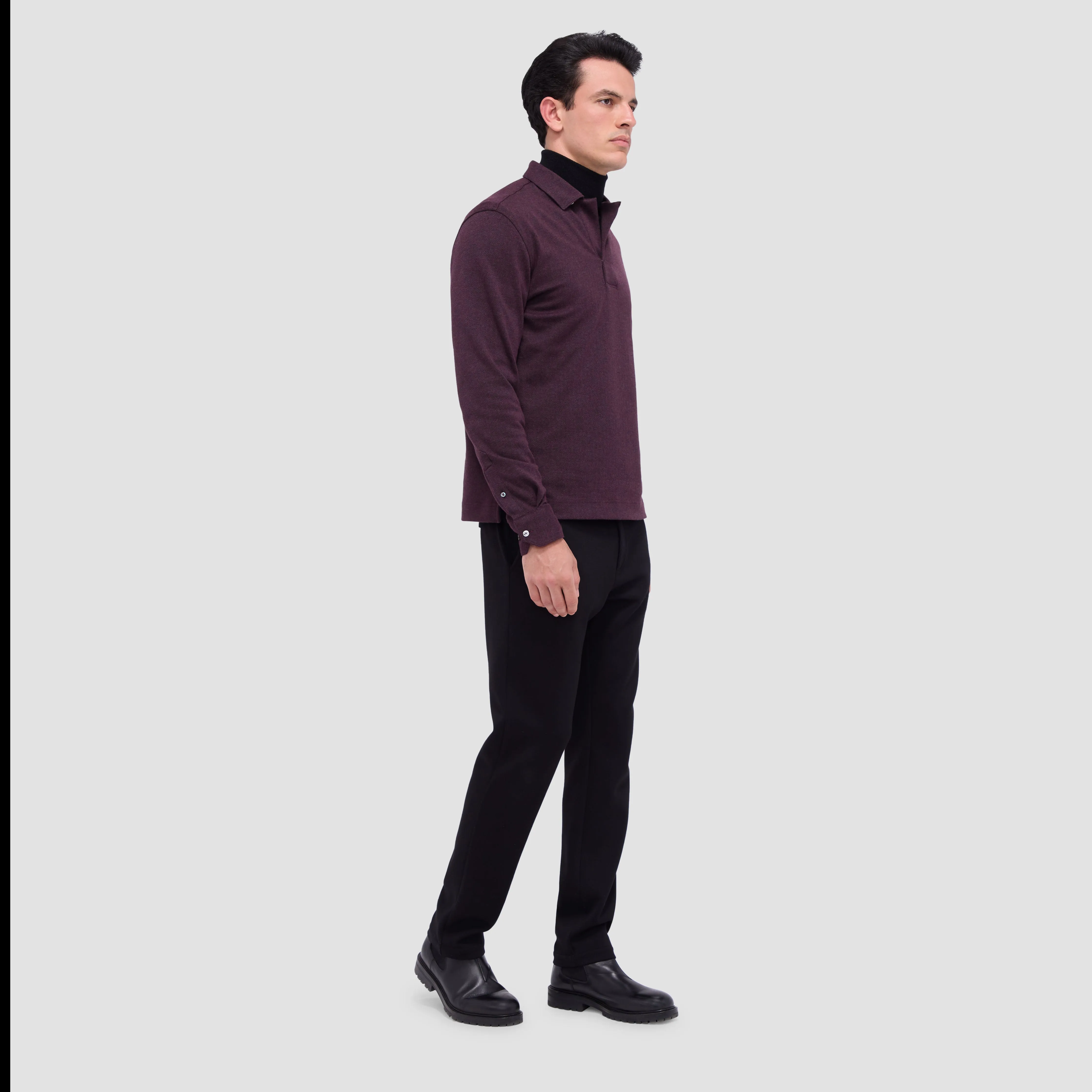 Herringbone Long Sleeve Polo sold by Bugatchi product image thumbnail 5