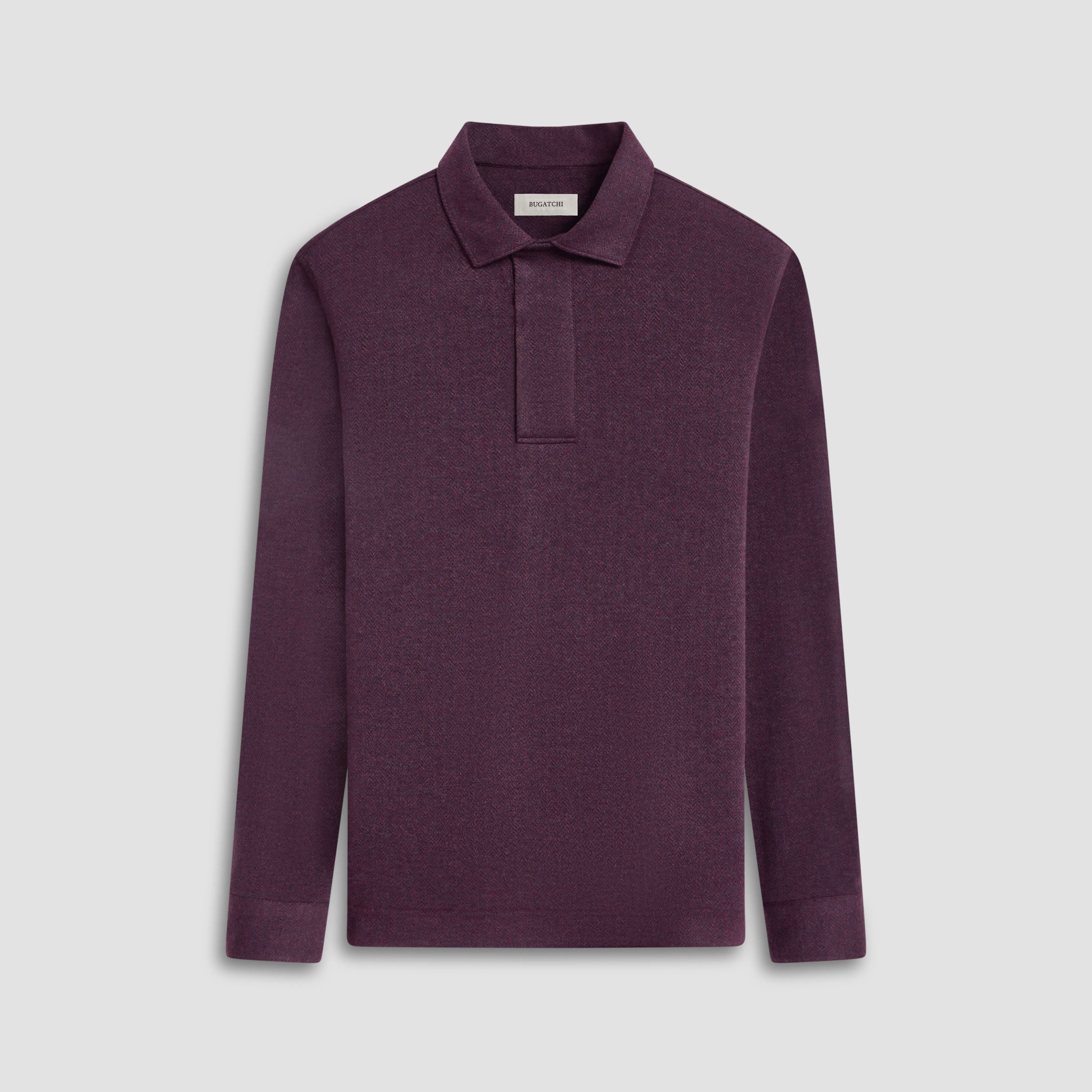 Herringbone Long Sleeve Polo sold by Bugatchi