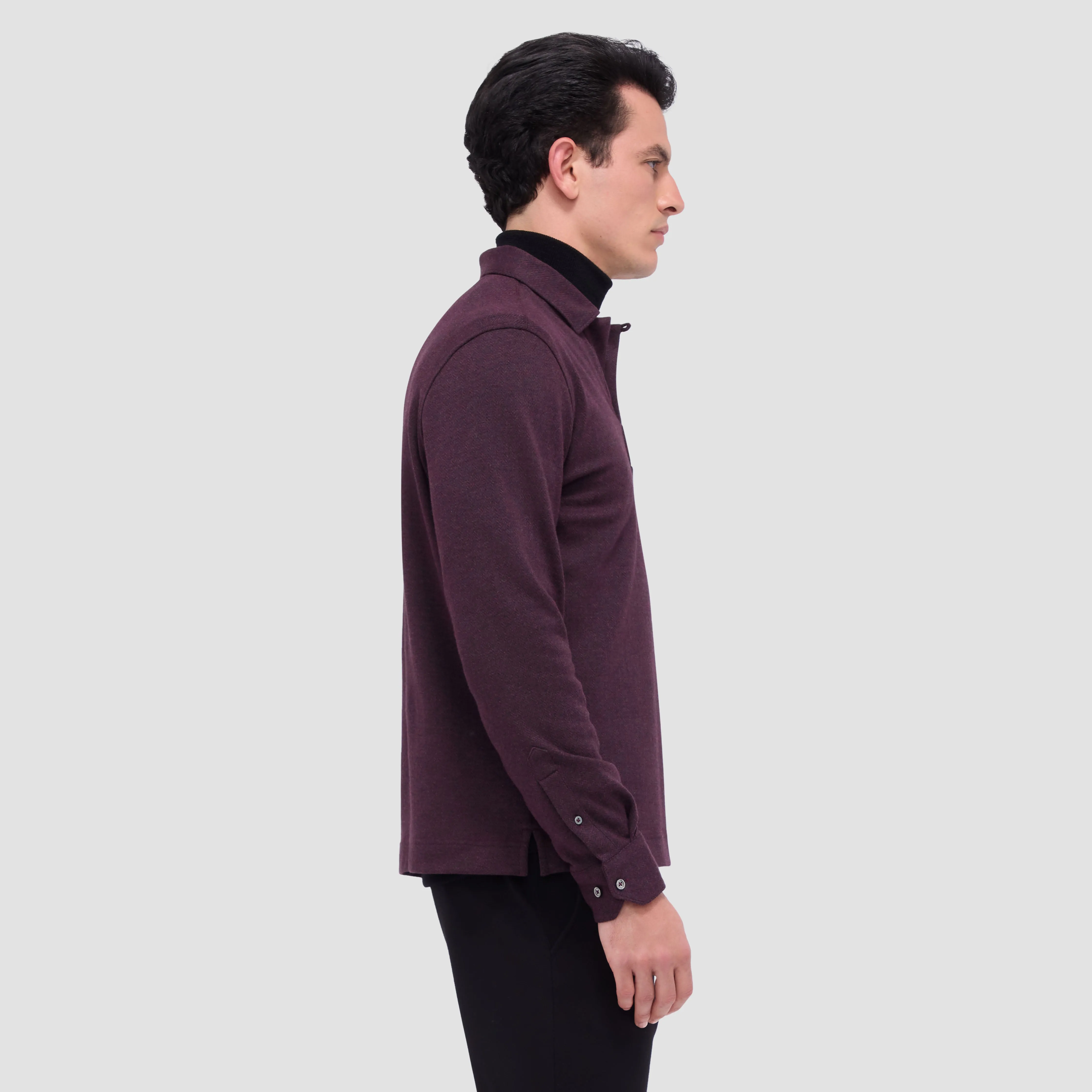 Herringbone Long Sleeve Polo sold by Bugatchi product image thumbnail 3