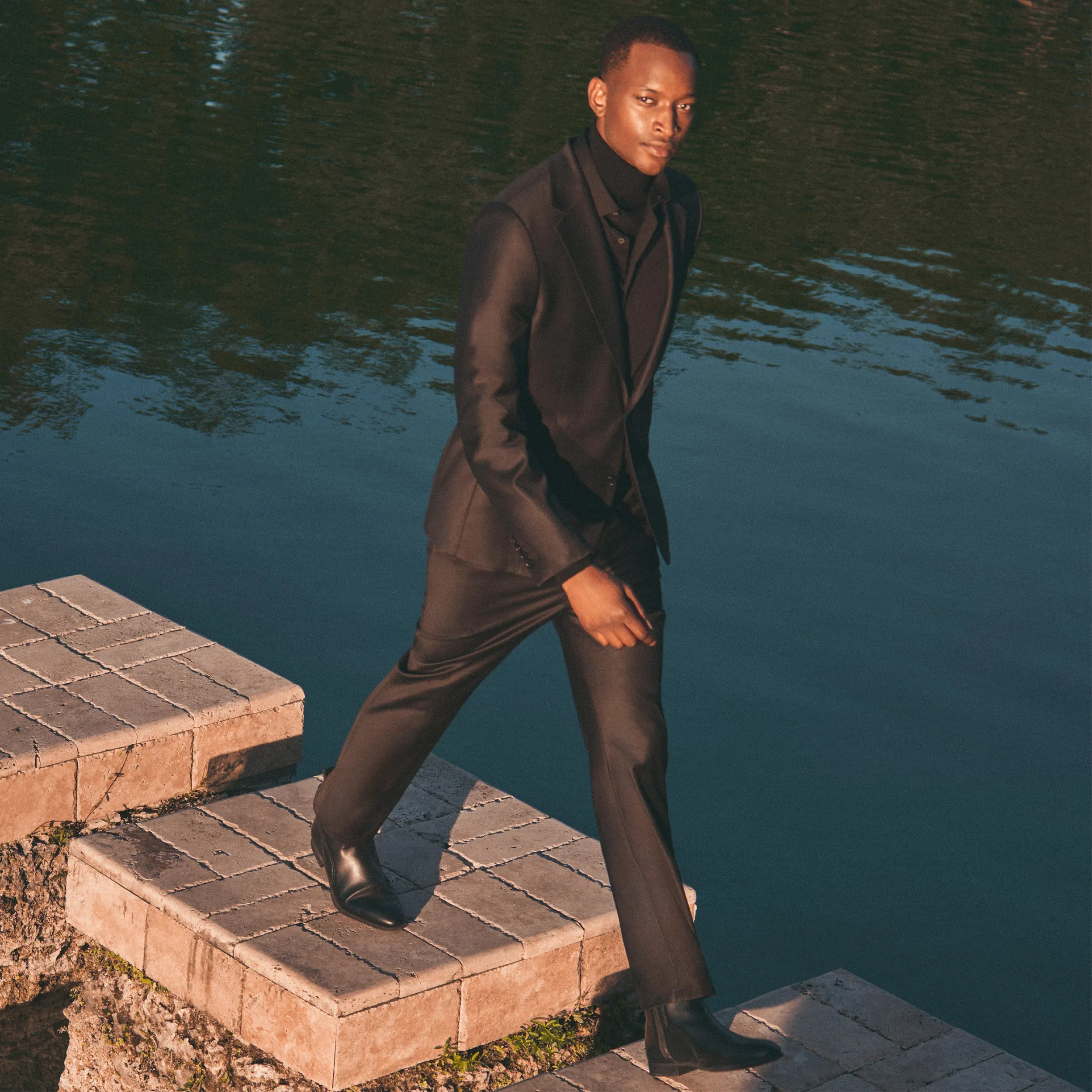 Two Button Stretch Wool Travel Blazer sold by Bugatchi