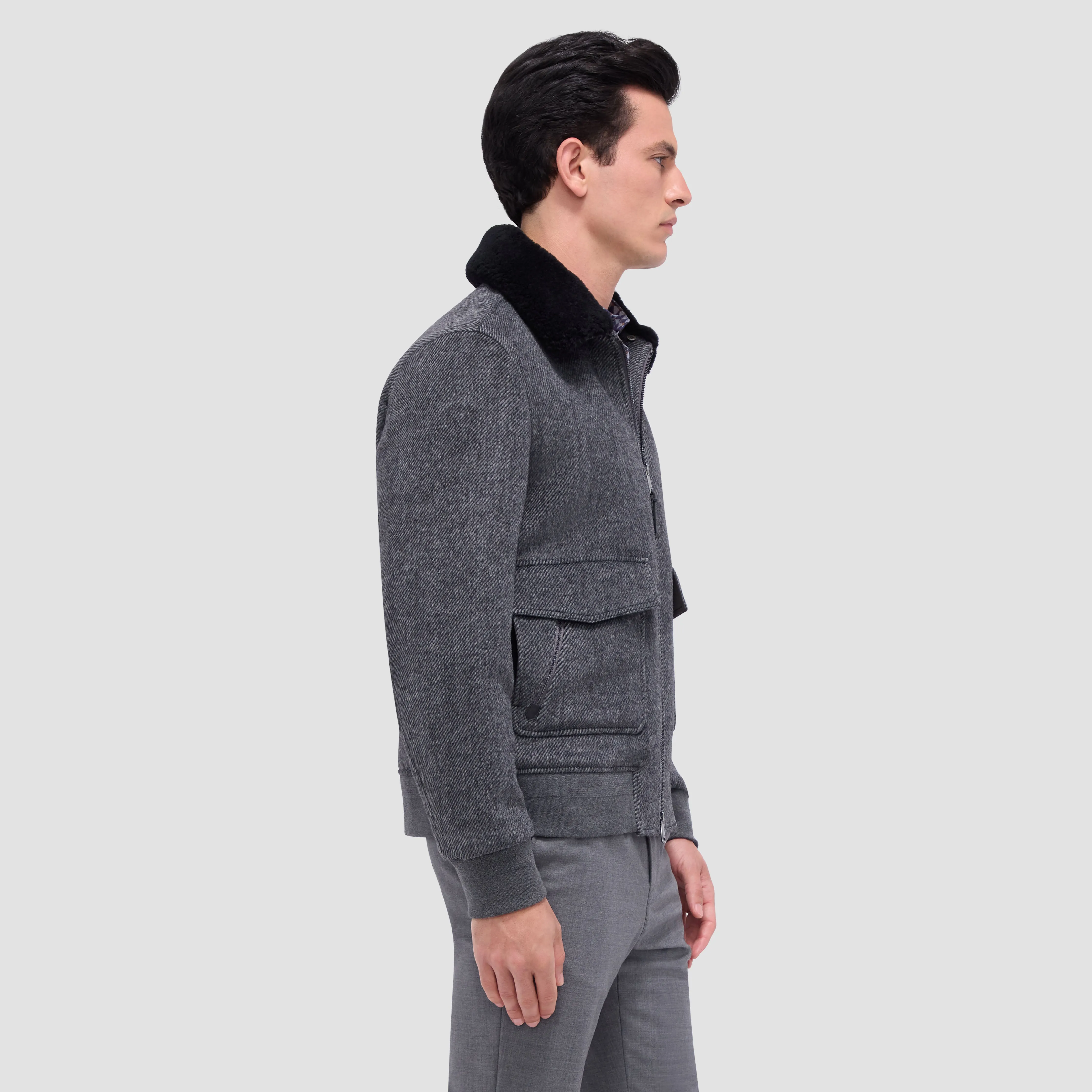 Marled Wool Bomber Jacket sold by Bugatchi product image thumbnail 5