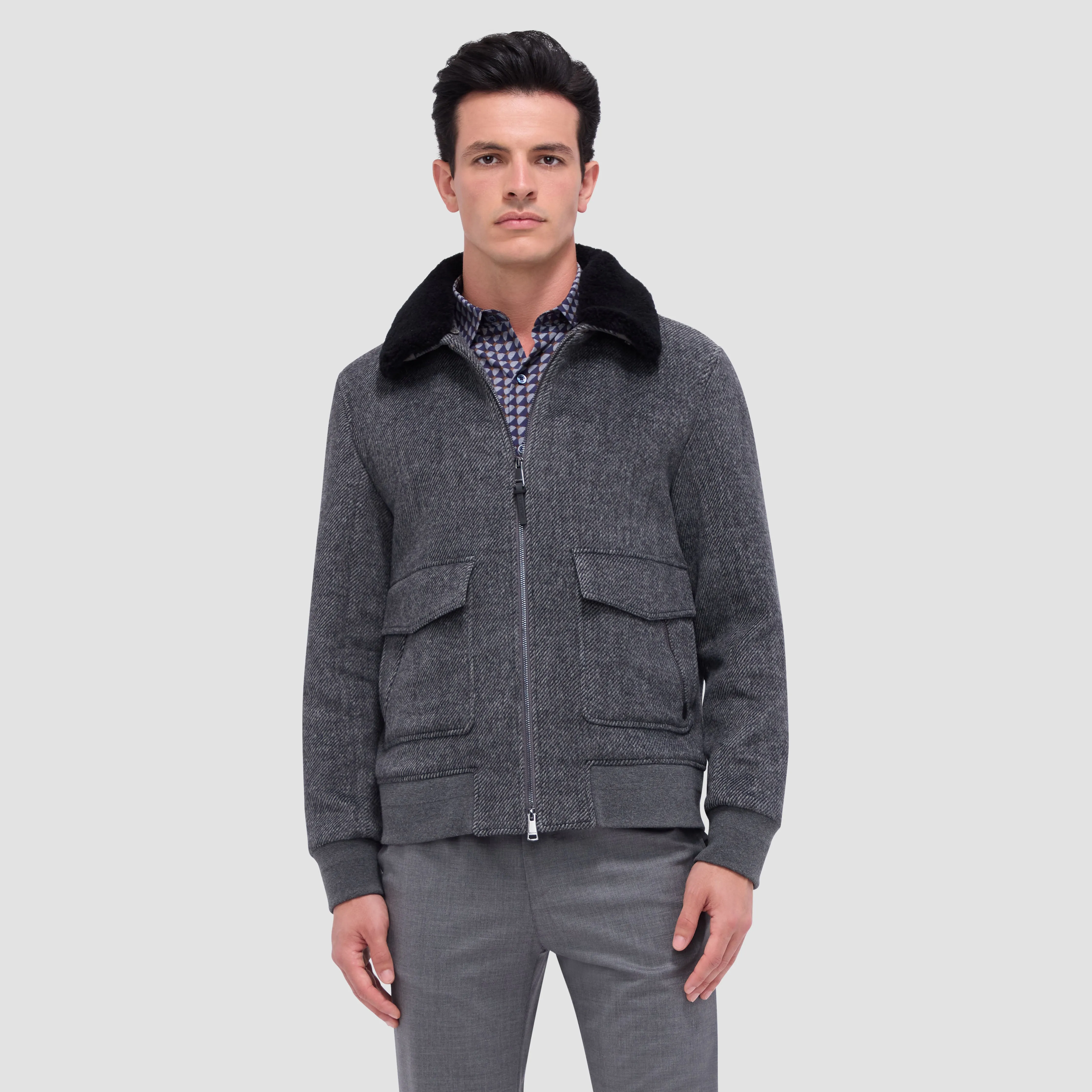 Marled Wool Bomber Jacket sold by Bugatchi product image thumbnail 4
