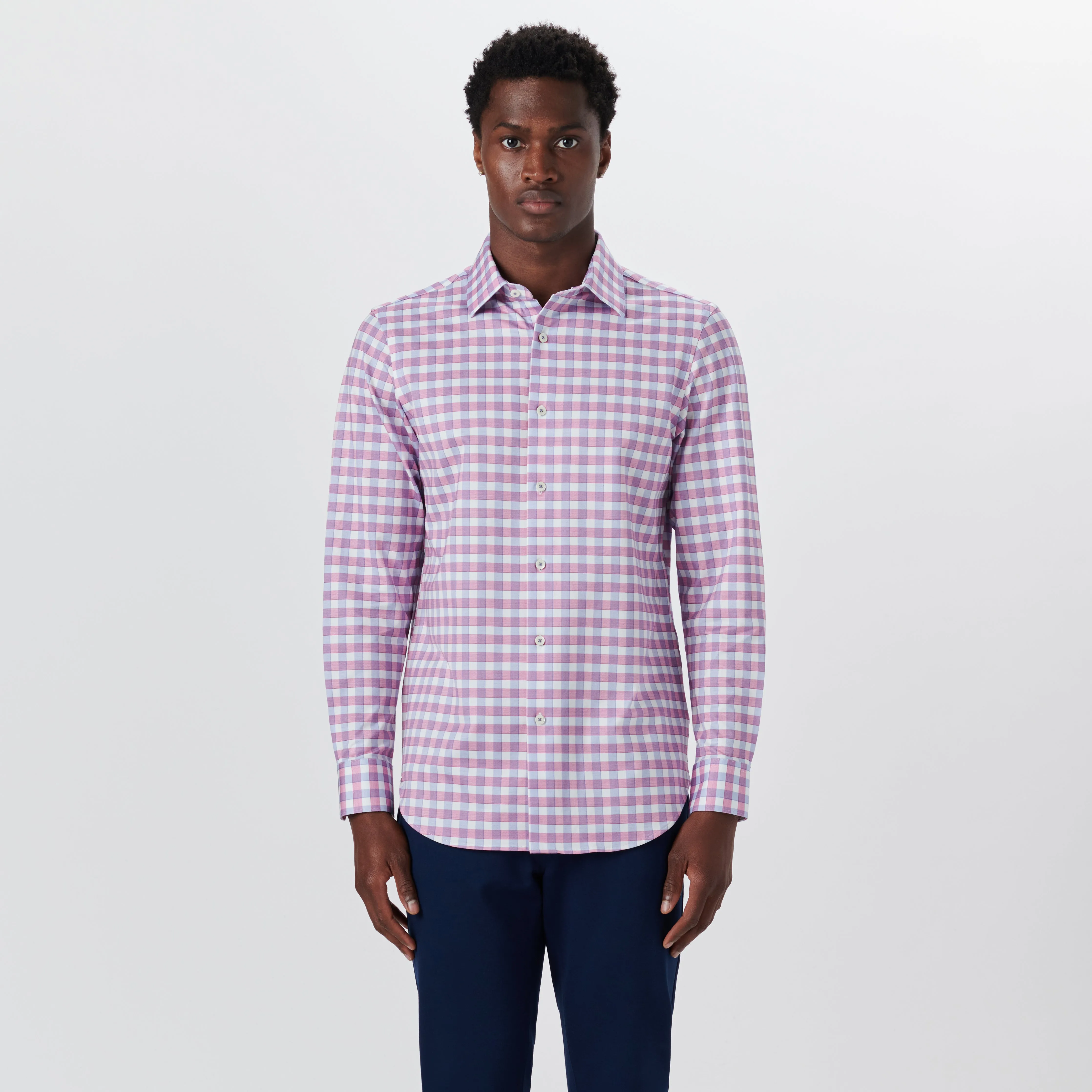 JAMES Gingham Check OoohCotton Twill Shirt sold by Bugatchi product image thumbnail 2
