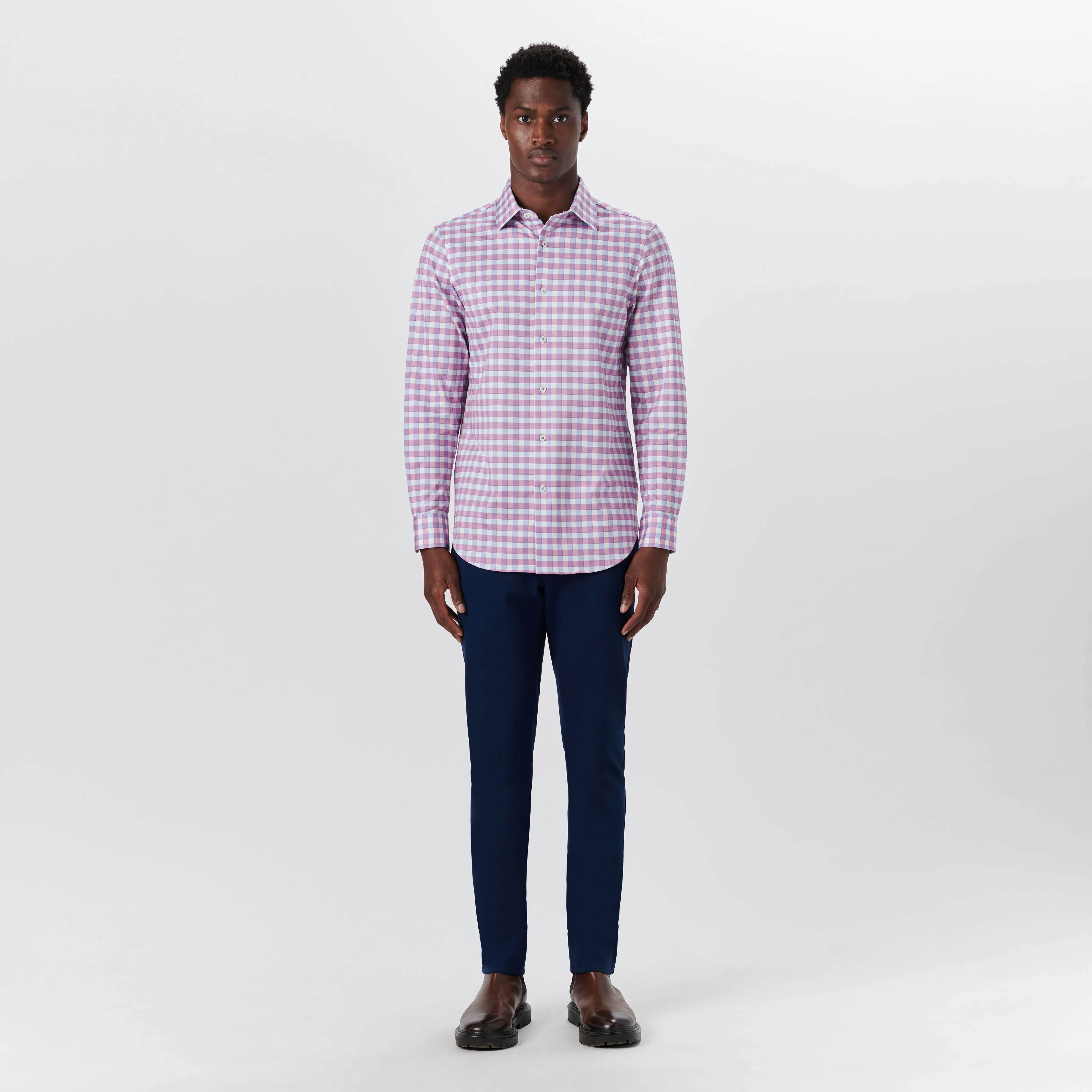 JAMES Gingham Check OoohCotton Twill Shirt sold by Bugatchi product image thumbnail 5