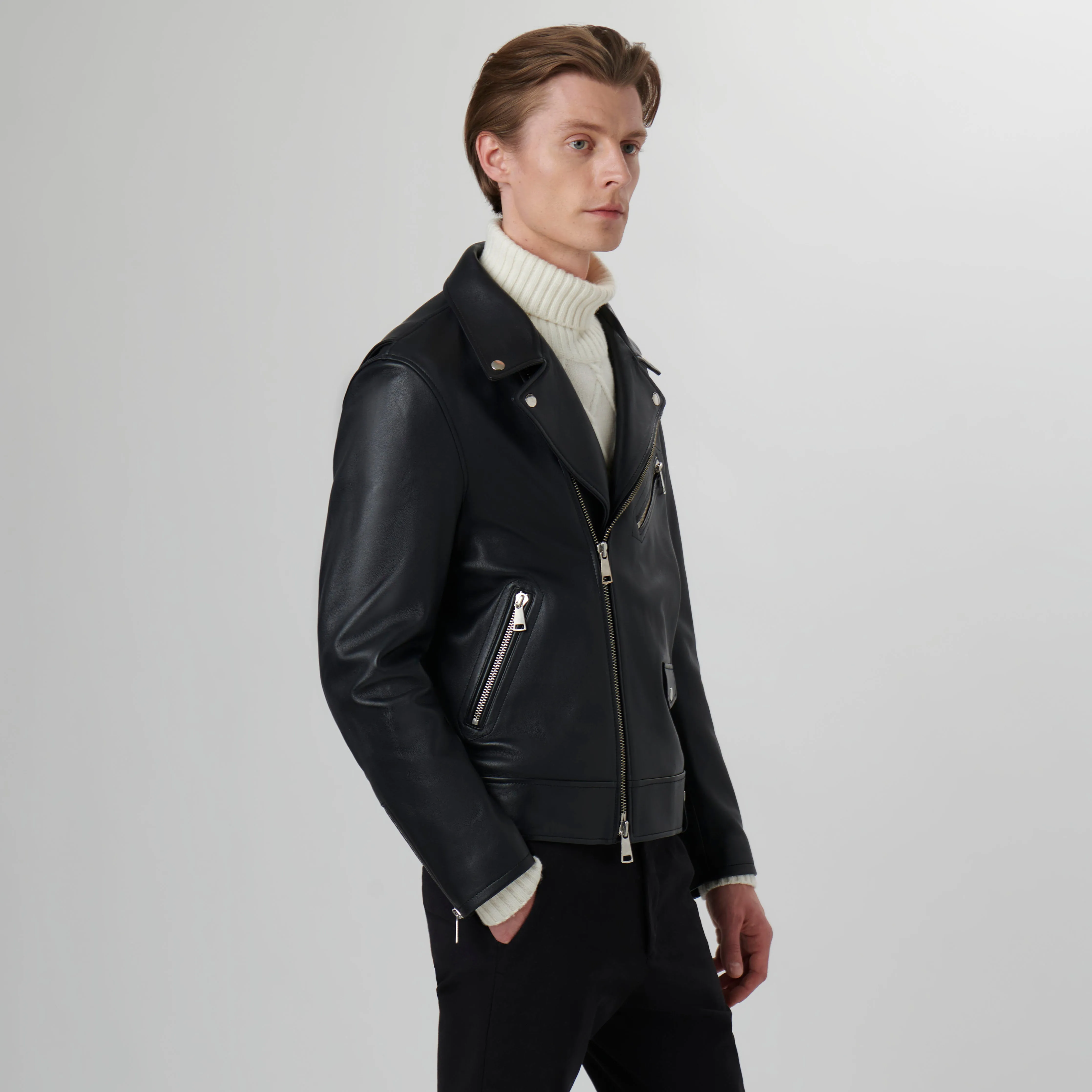 Leather Biker Jacket sold by Bugatchi product image thumbnail 4