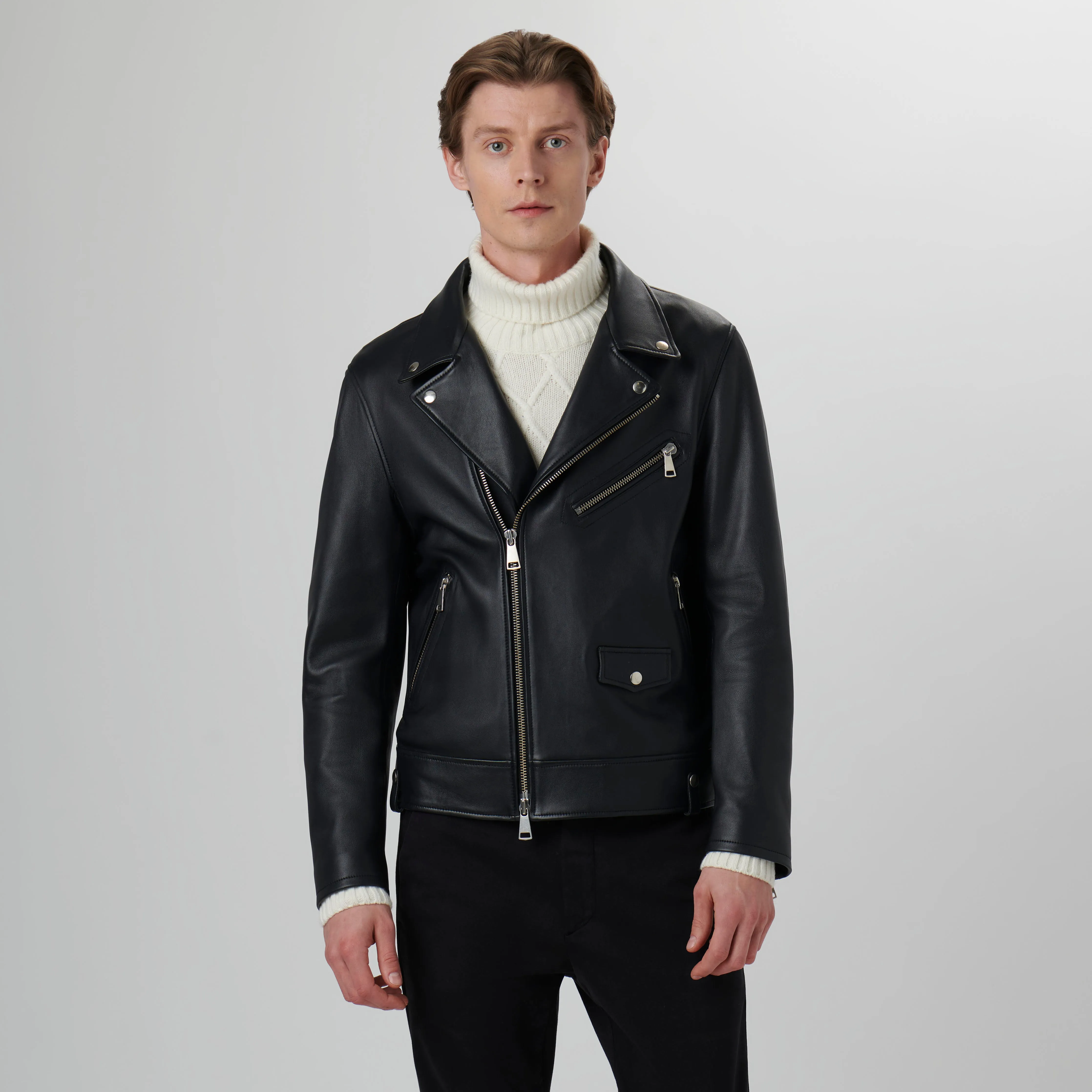 Leather Biker Jacket sold by Bugatchi product image thumbnail 3