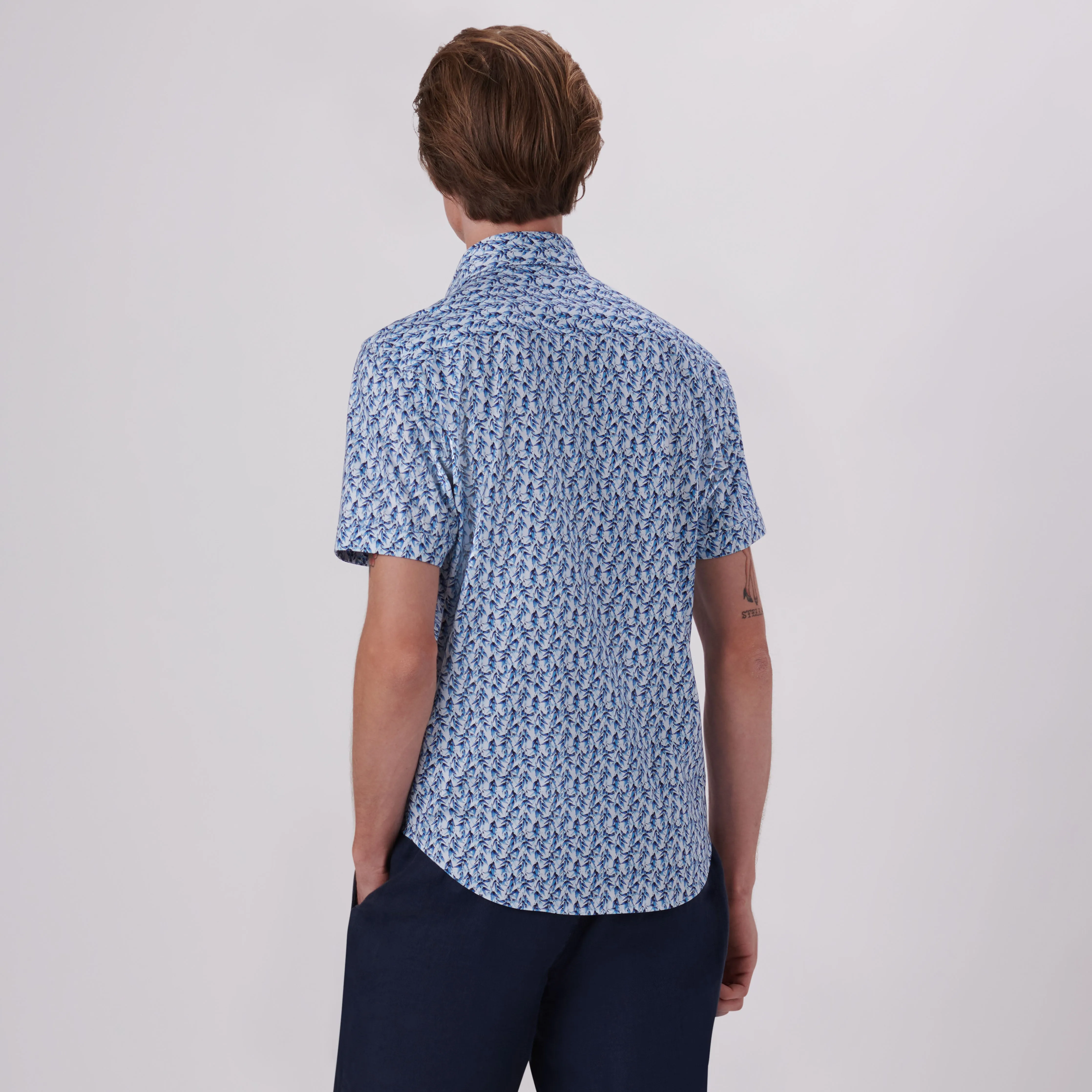 Miles Leaf Print OoohCotton Short Sleeve Shirt sold by Bugatchi product image thumbnail 4