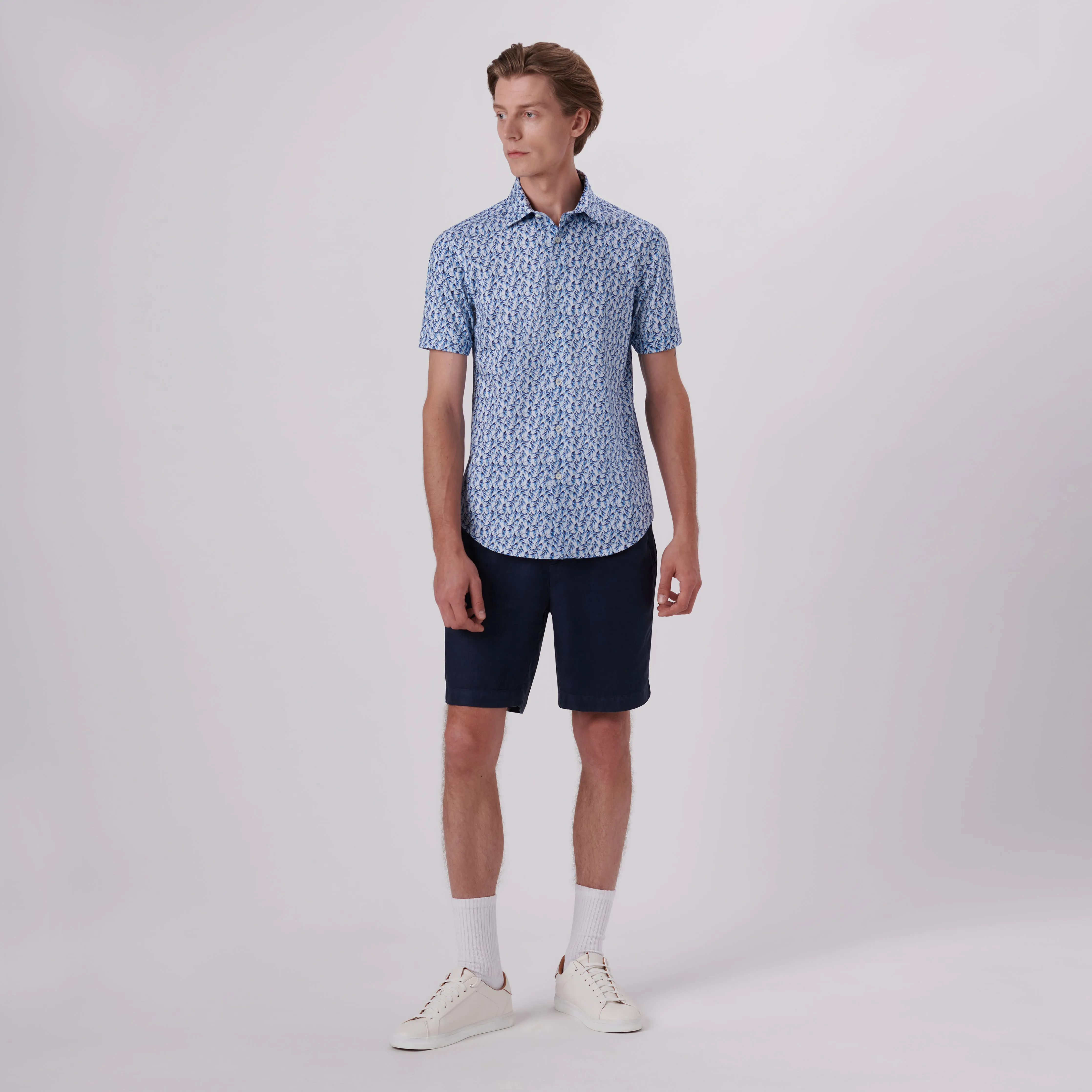 Miles Leaf Print OoohCotton Short Sleeve Shirt sold by Bugatchi product image thumbnail 5