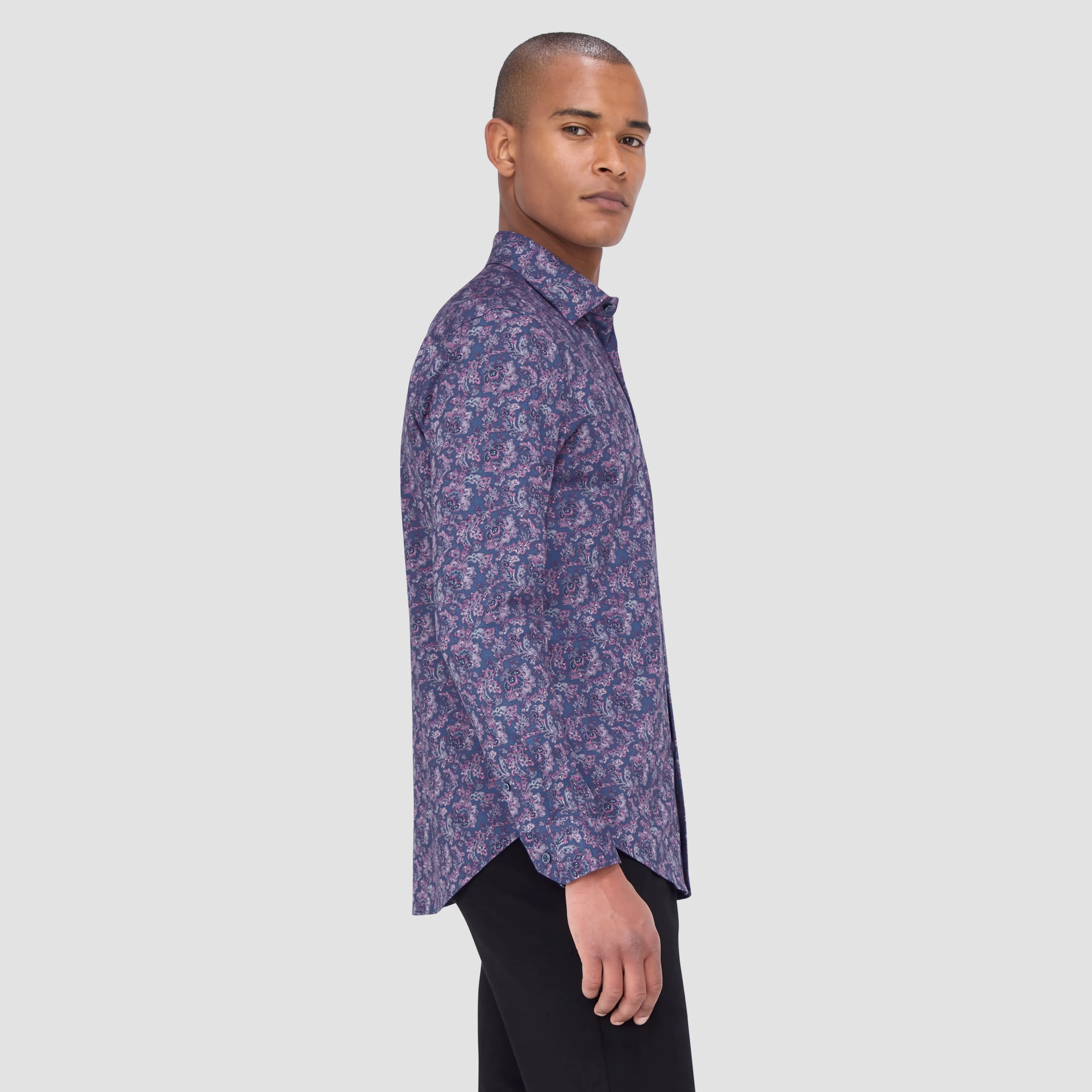 Jimmy Double Sided Floral/Herringbone OoohCotton Shirt sold by Bugatchi product image thumbnail 4