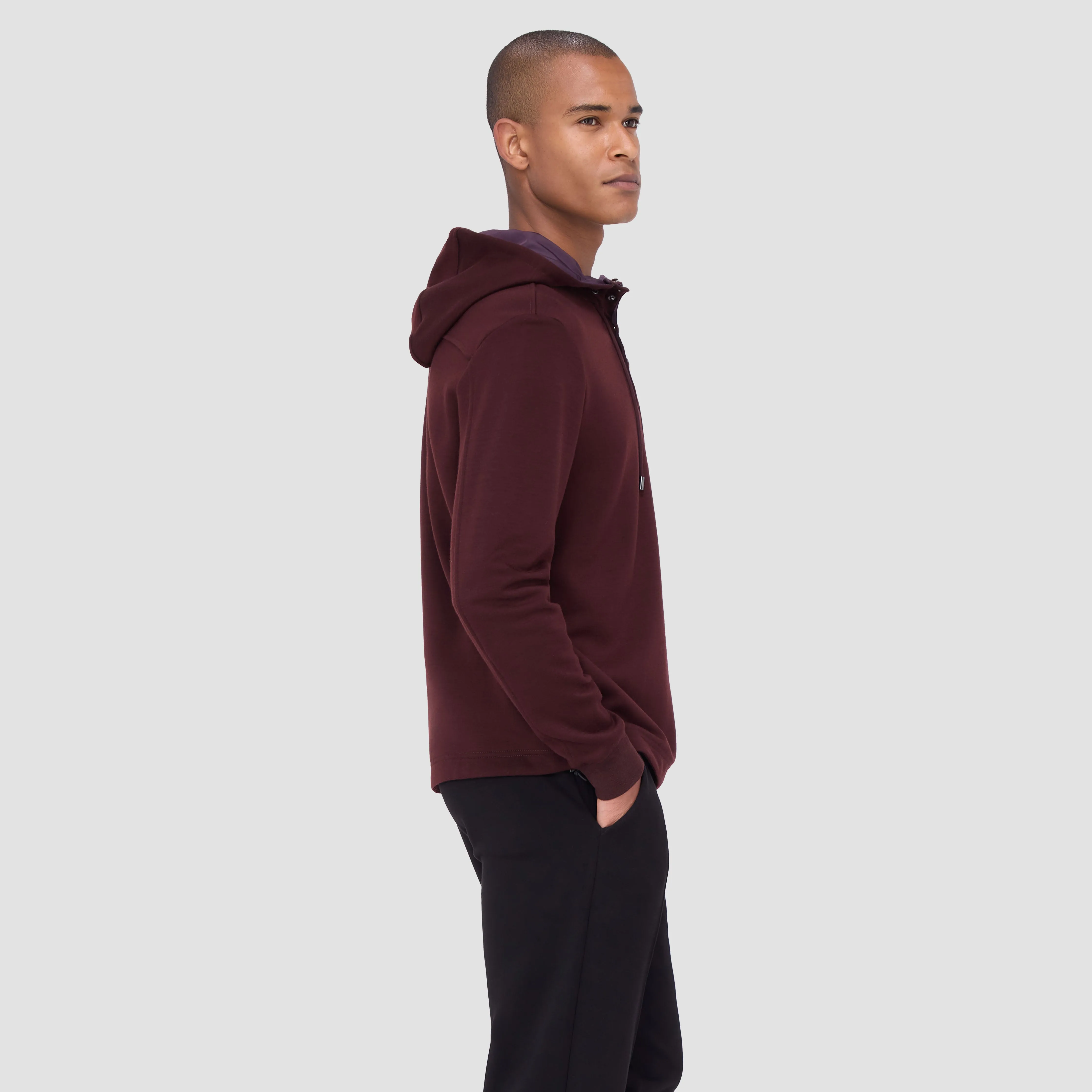 Solid Quarter-Zip Pullover Hoodie sold by Bugatchi product image thumbnail 3