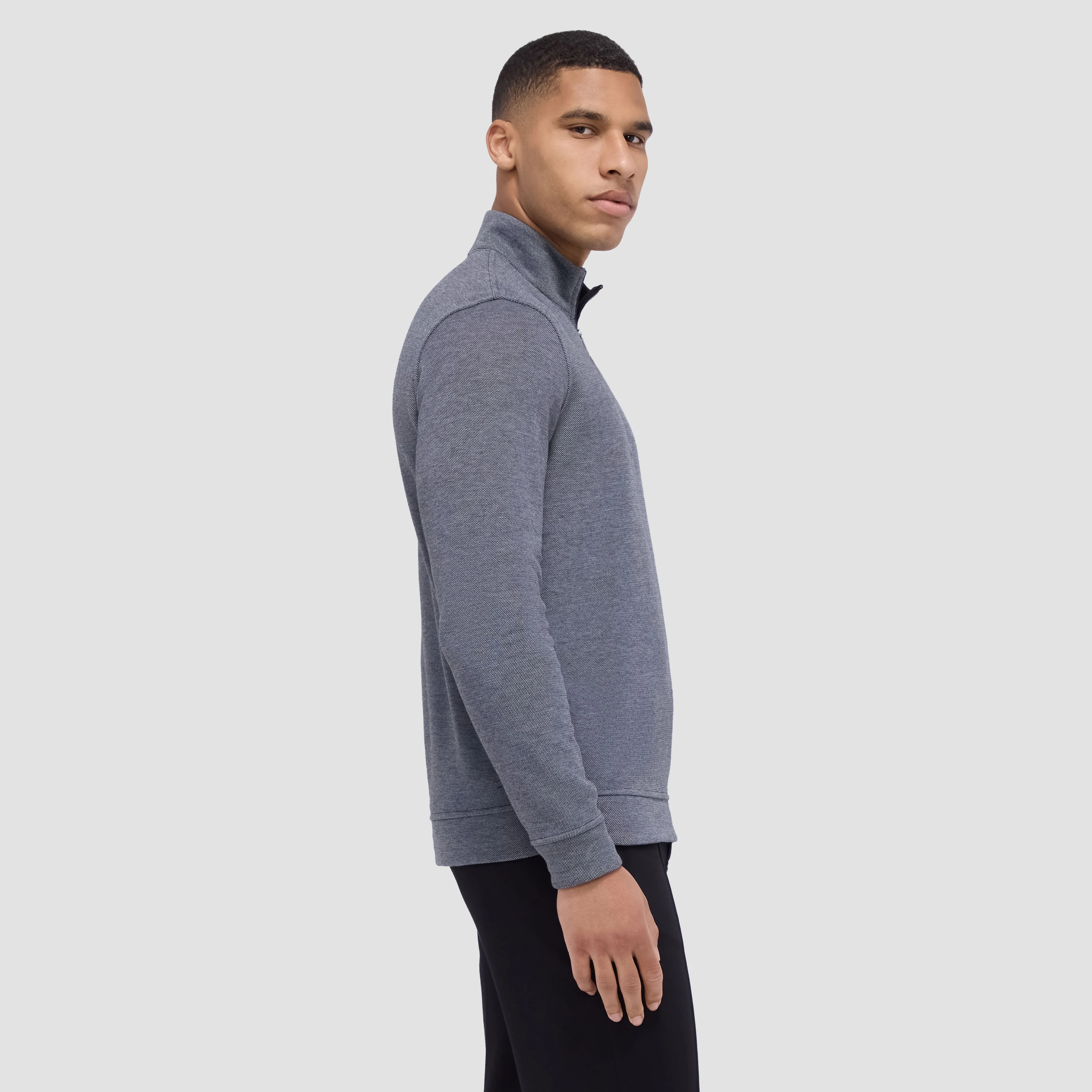 Reversible Pique/Fishermen Knit Quarter-Zip Pullover sold by Bugatchi product image thumbnail 3