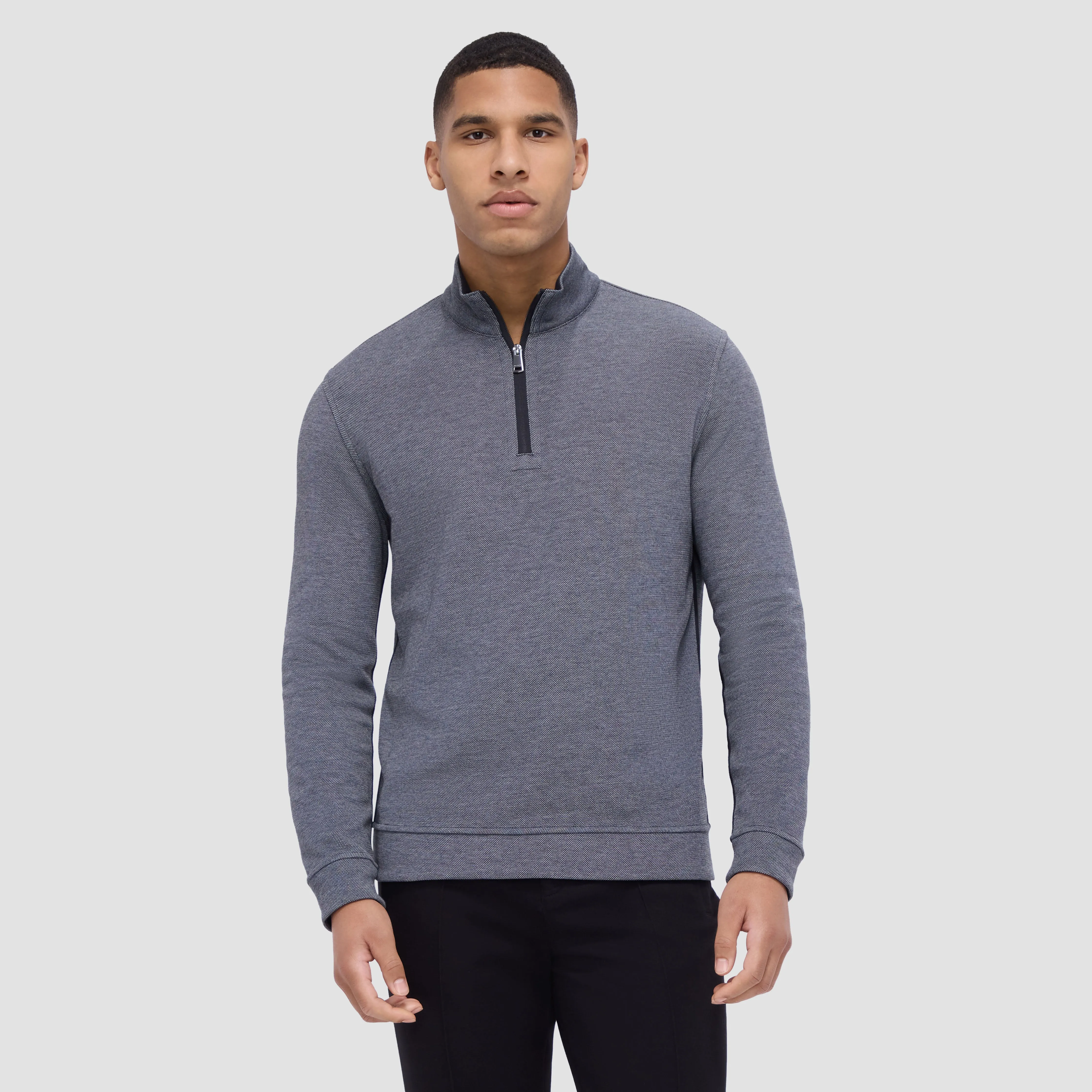 Reversible Pique/Fishermen Knit Quarter-Zip Pullover sold by Bugatchi product image thumbnail 2