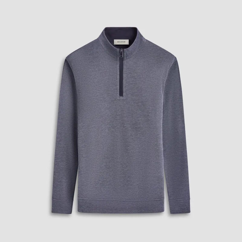 Reversible Pique/Fishermen Knit Quarter-Zip Pullover sold by Bugatchi