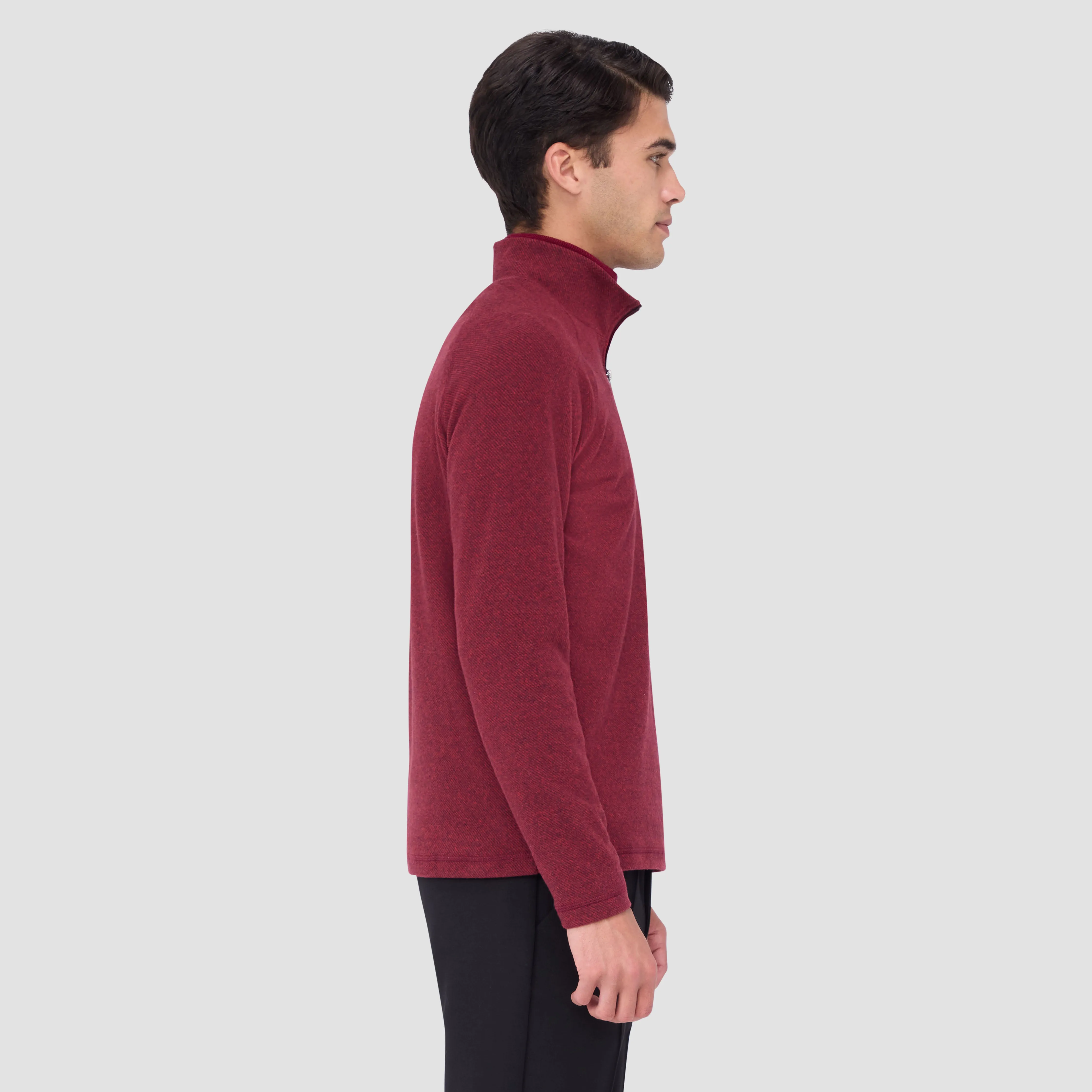 Diagonal Pinstripe Quarter-Zip Pullover sold by Bugatchi product image thumbnail 3