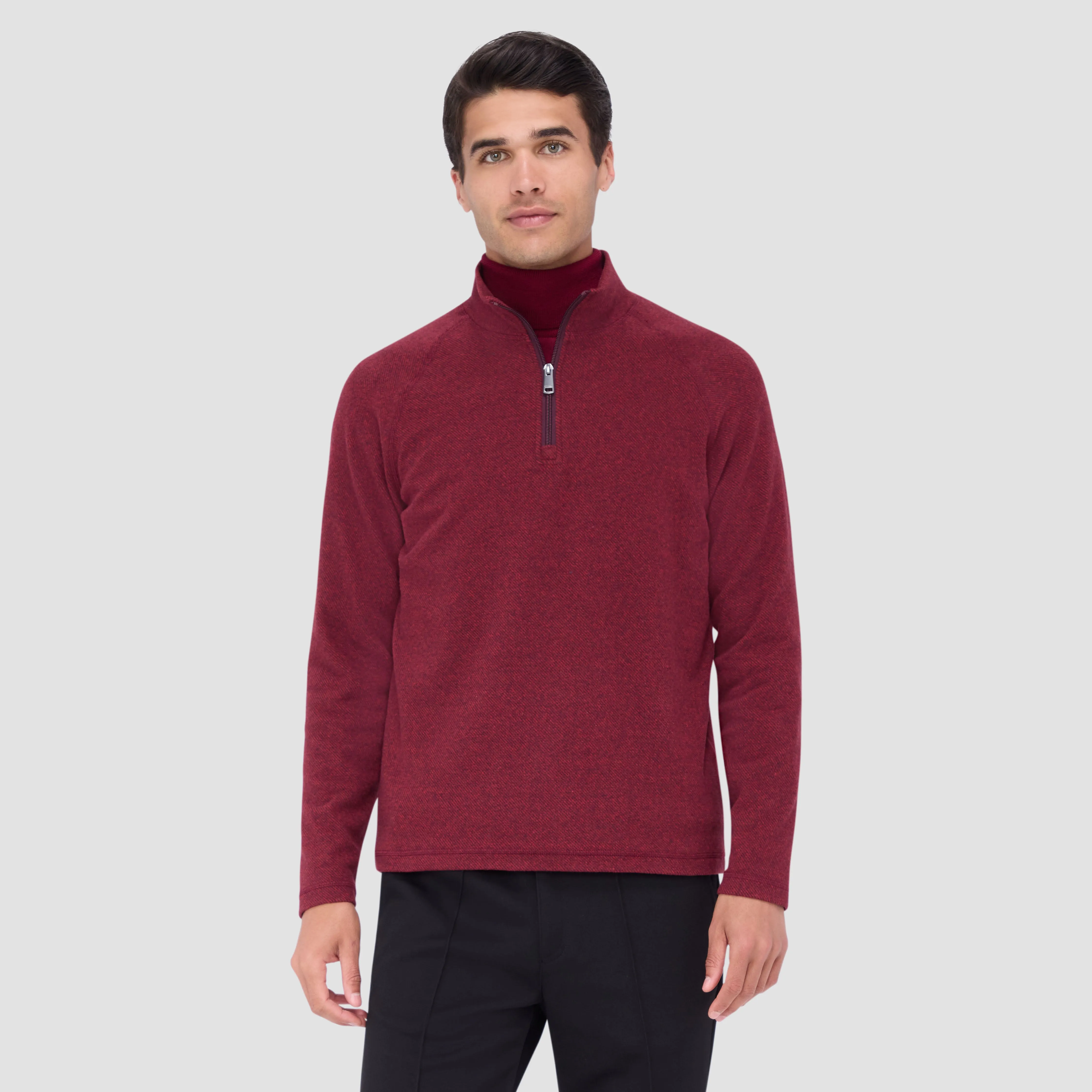 Diagonal Pinstripe Quarter-Zip Pullover sold by Bugatchi product image thumbnail 2