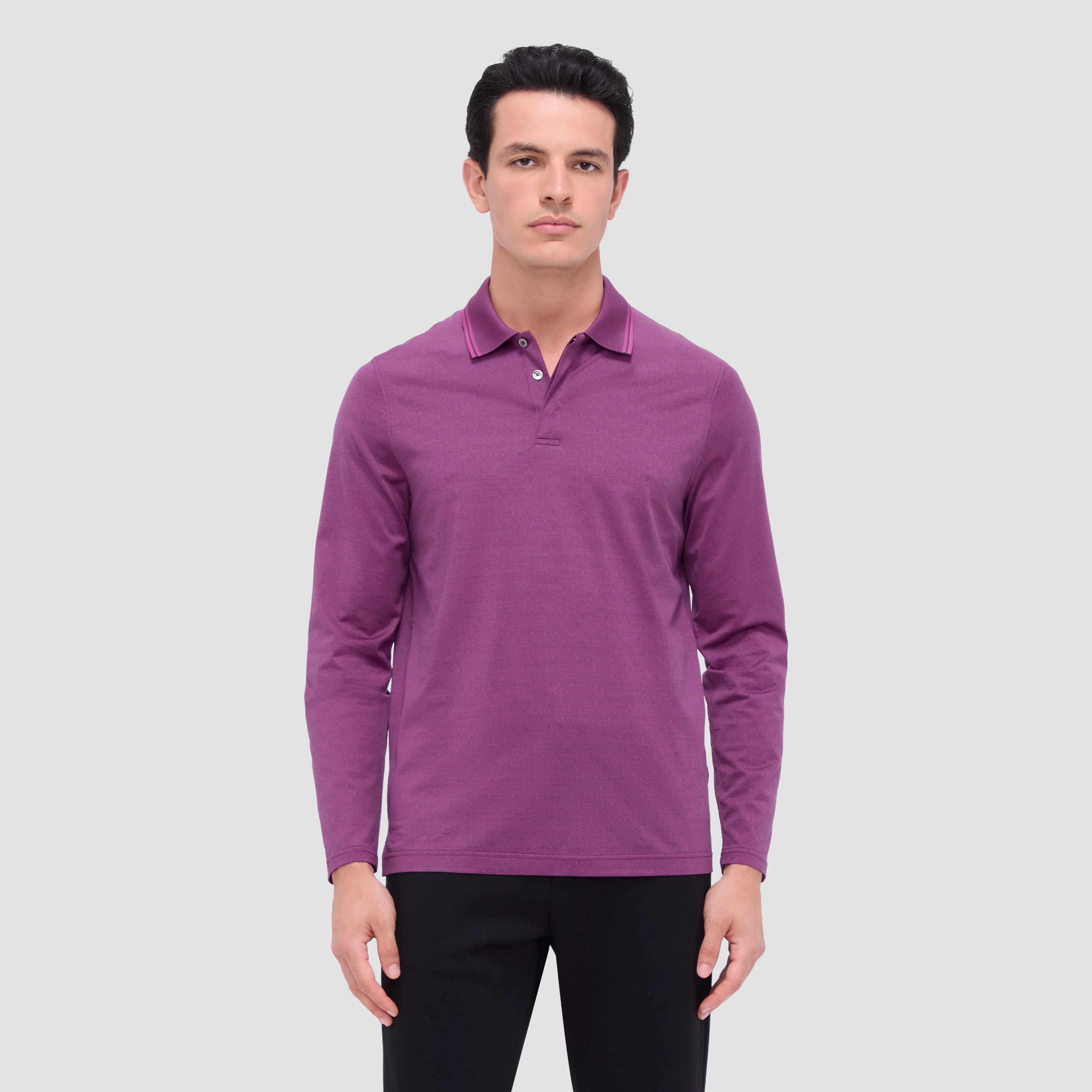 Jacquard Long Sleeve Polo sold by Bugatchi product image thumbnail 2