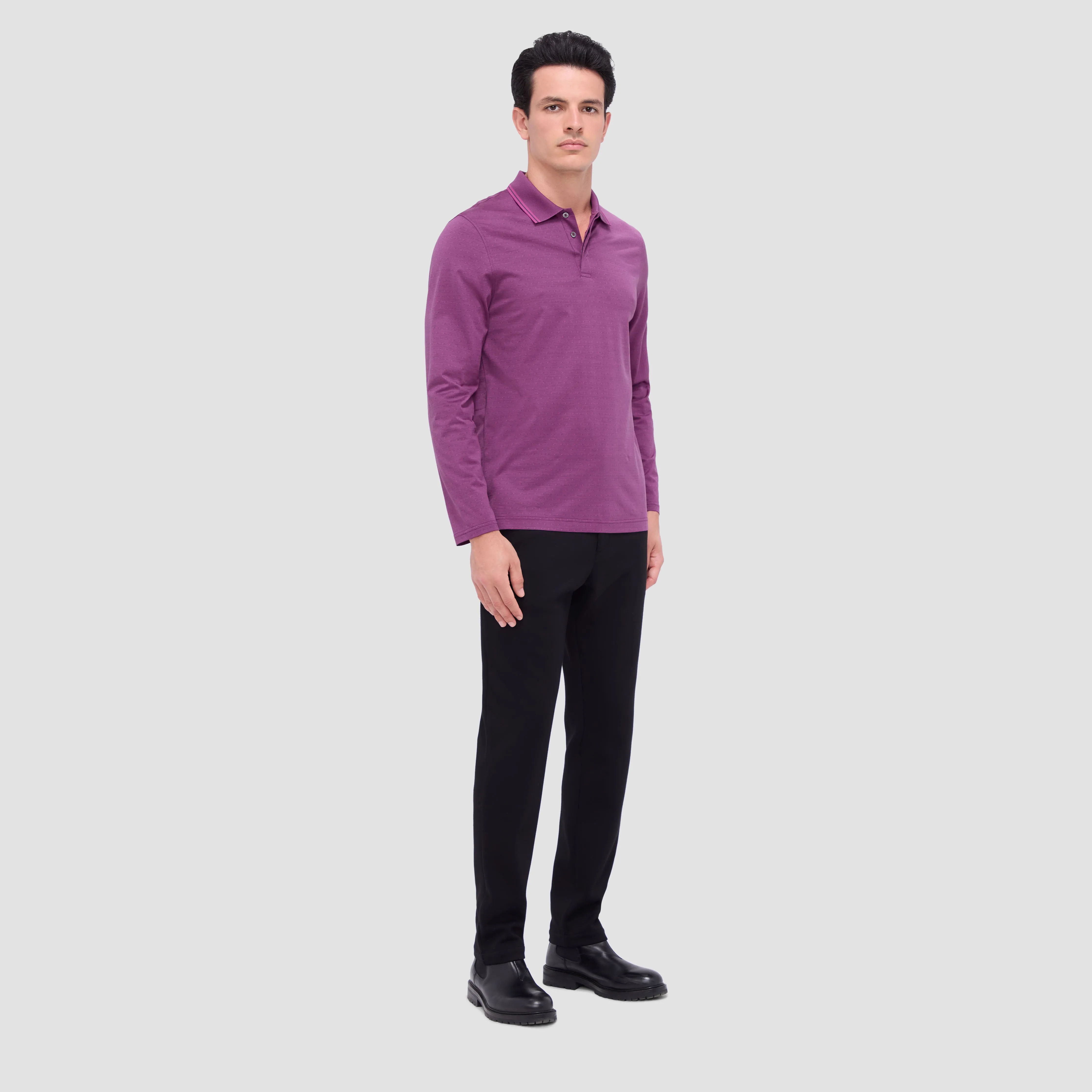Jacquard Long Sleeve Polo sold by Bugatchi product image thumbnail 5
