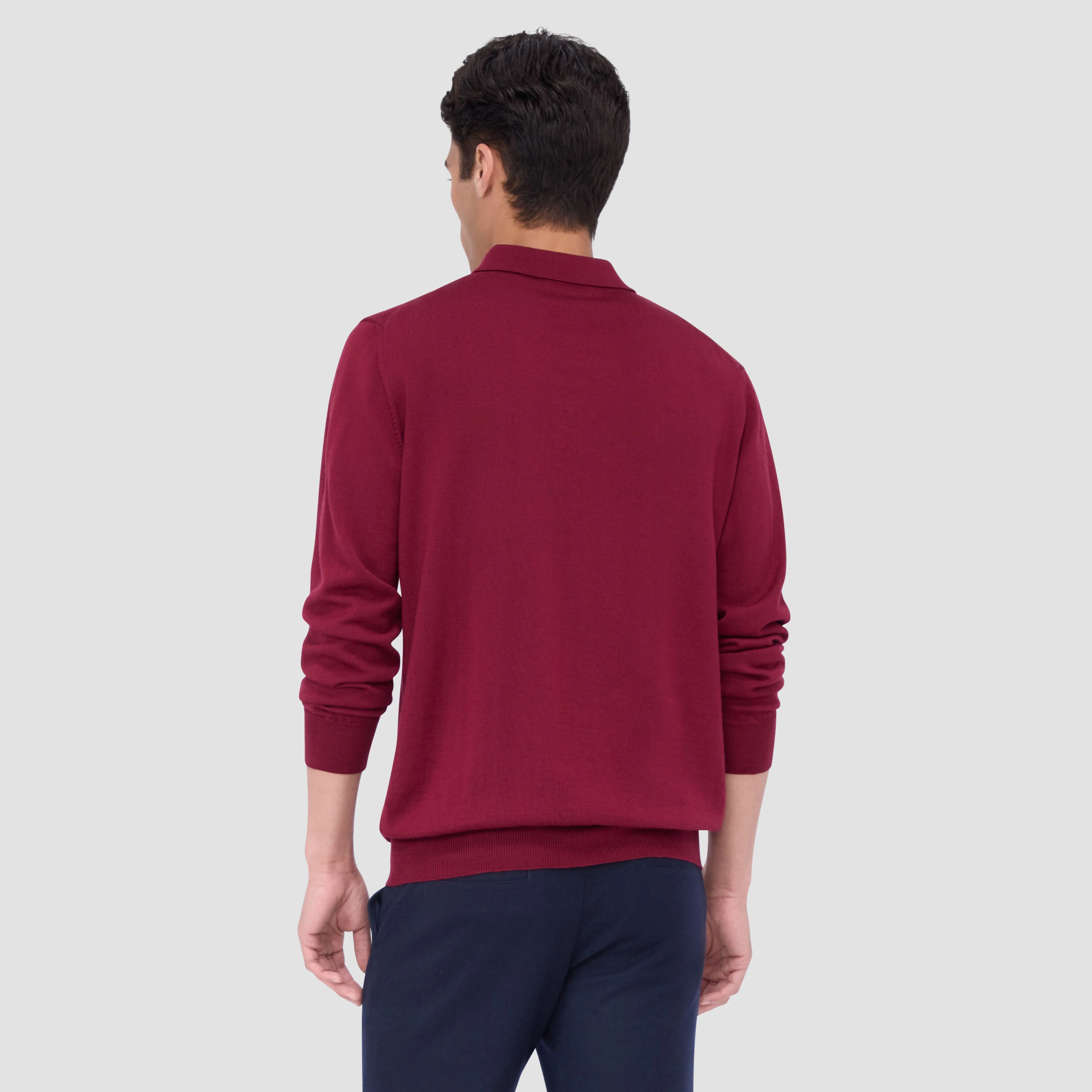 Super Merino Solid Polo Sweater sold by Bugatchi product image thumbnail 4