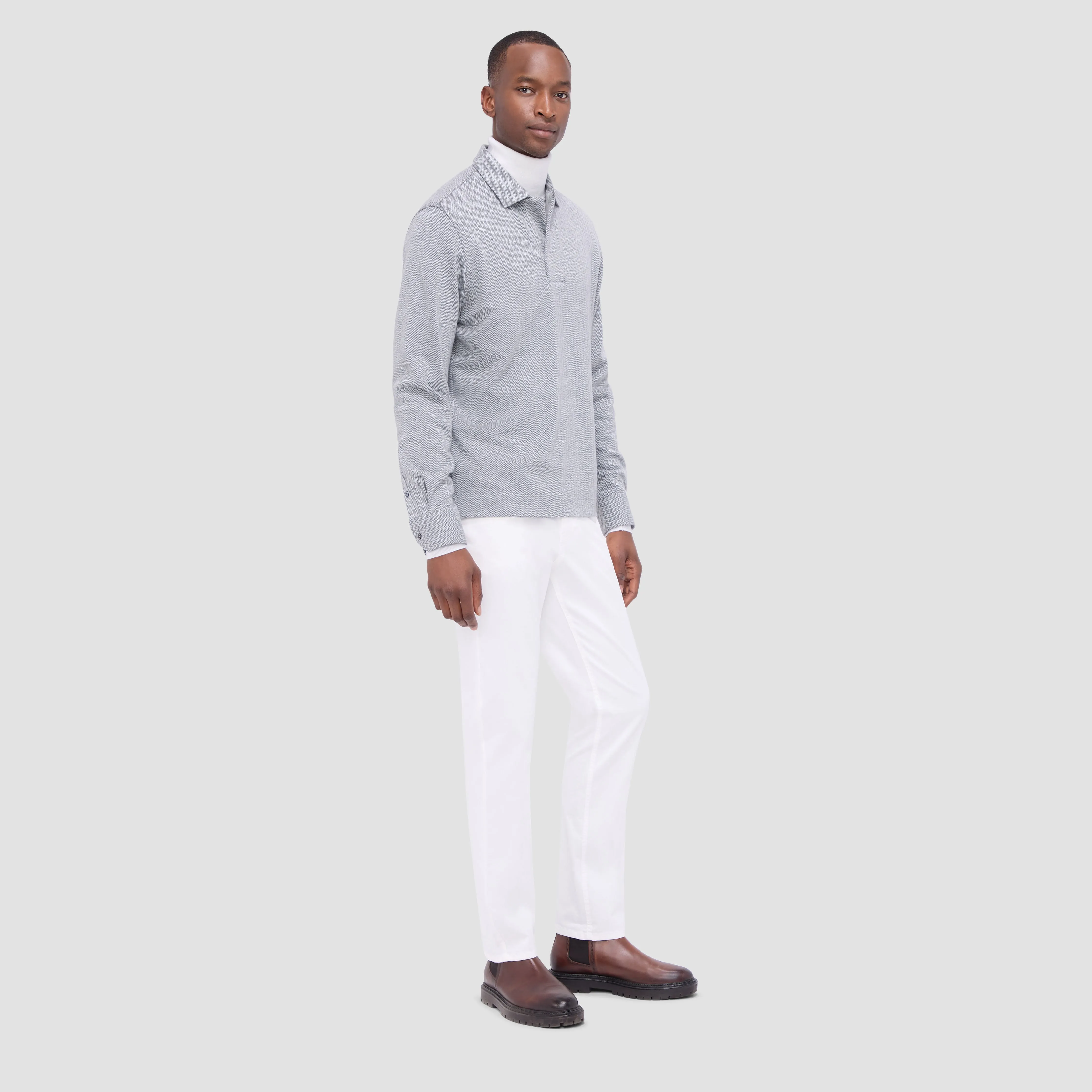 Herringbone Long Sleeve Polo sold by Bugatchi product image thumbnail 5
