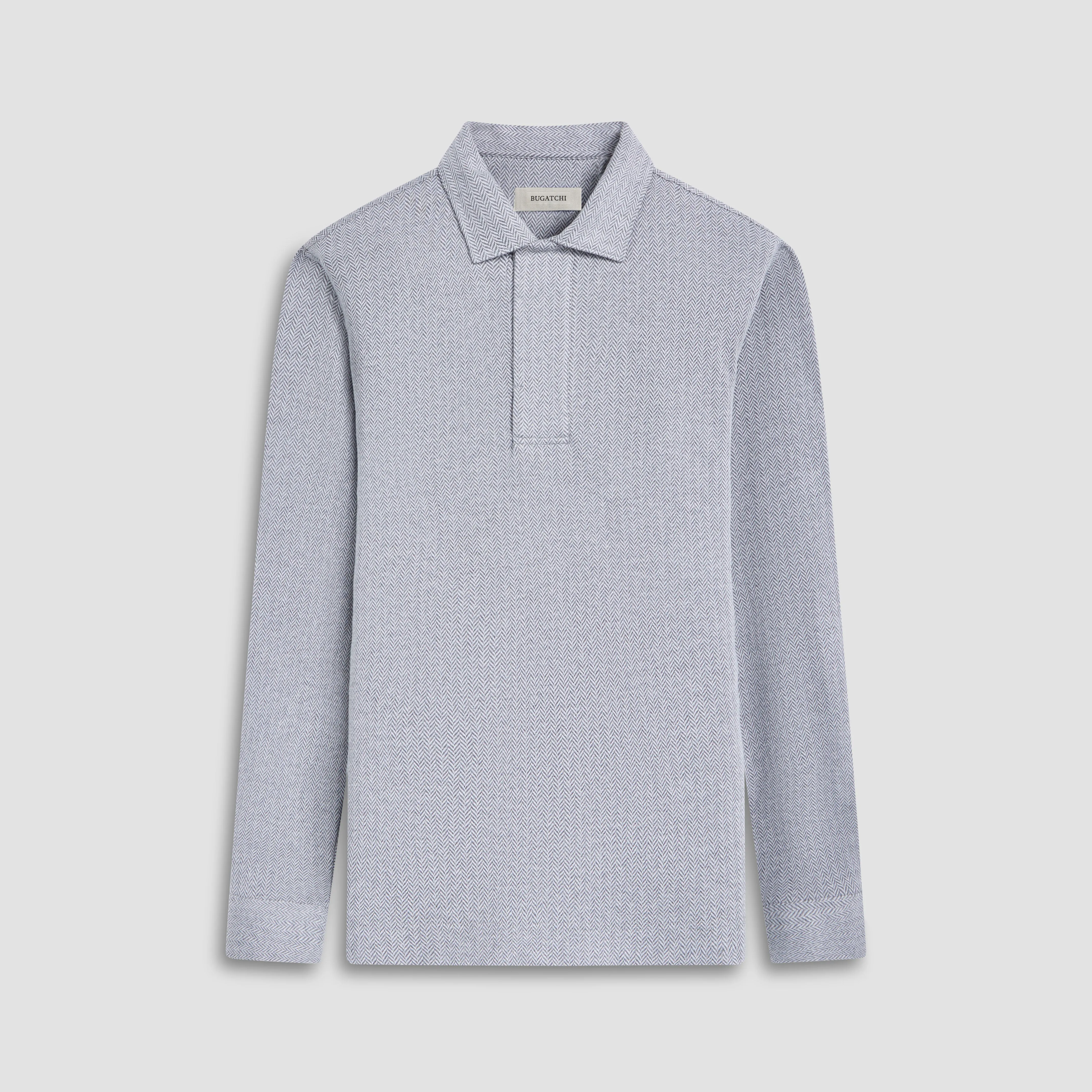 Herringbone Long Sleeve Polo sold by Bugatchi