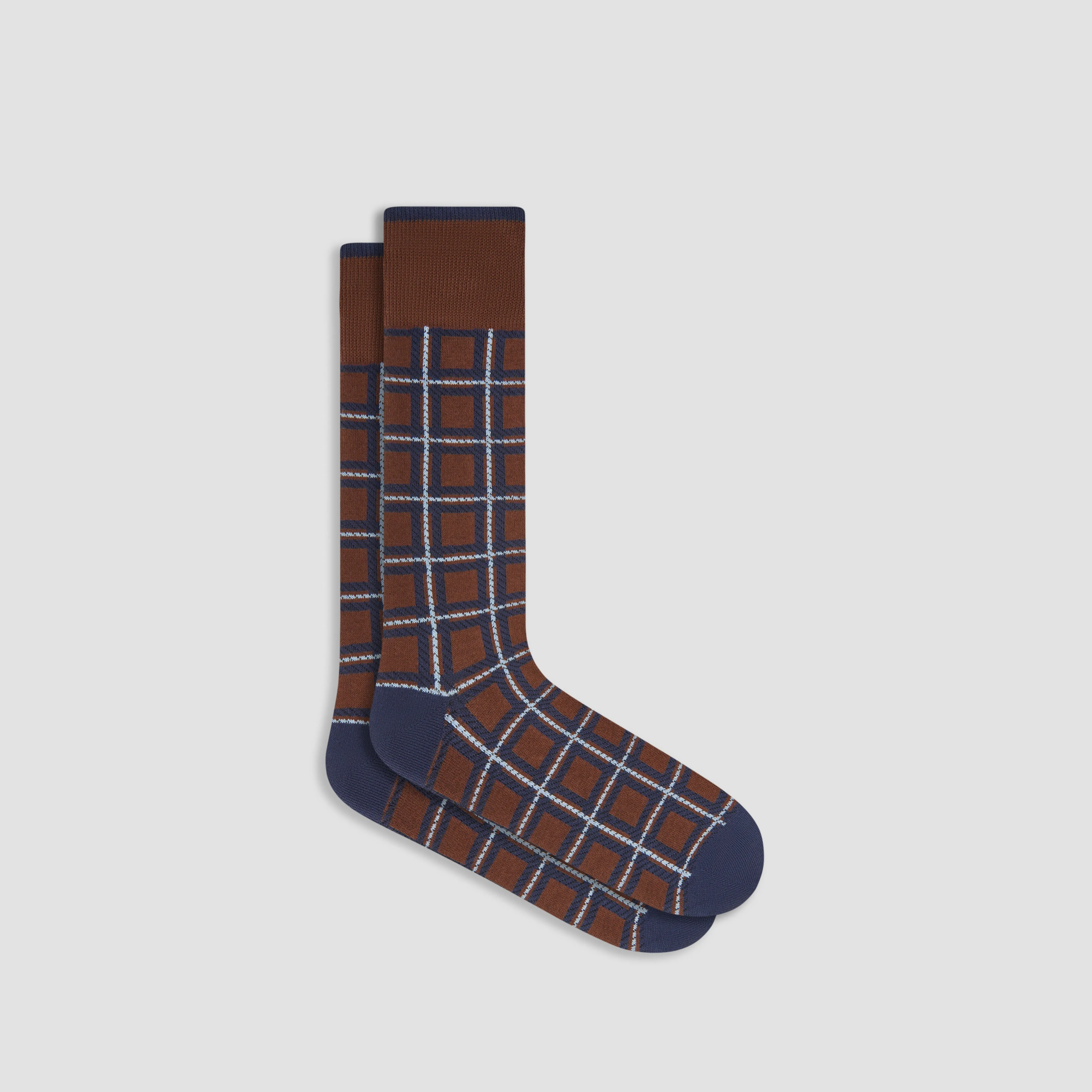 Checkered Cashmere Mid-Calf Socks sold by Bugatchi
