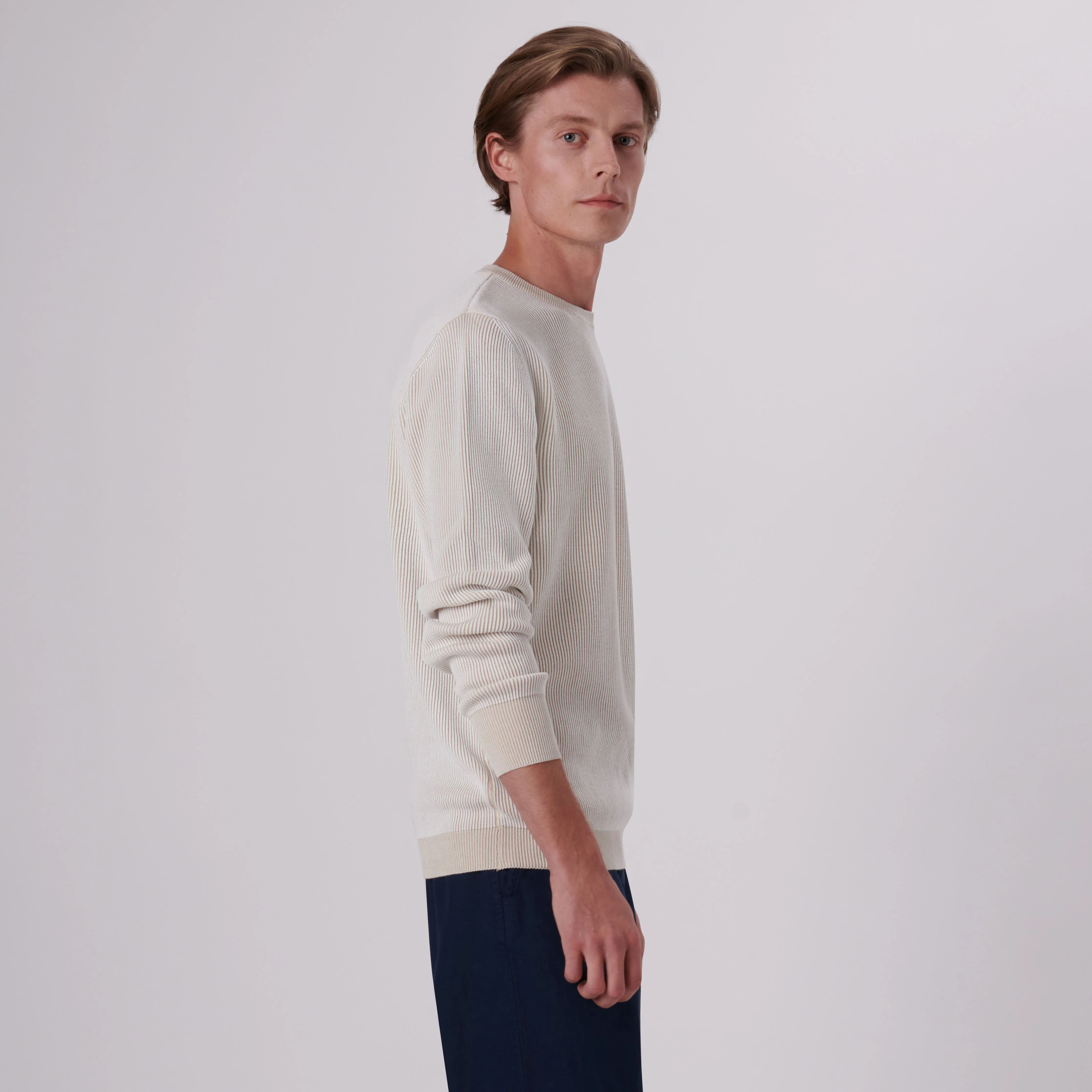 Rib Knit Crew Neck Sweater sold by Bugatchi product image thumbnail 3