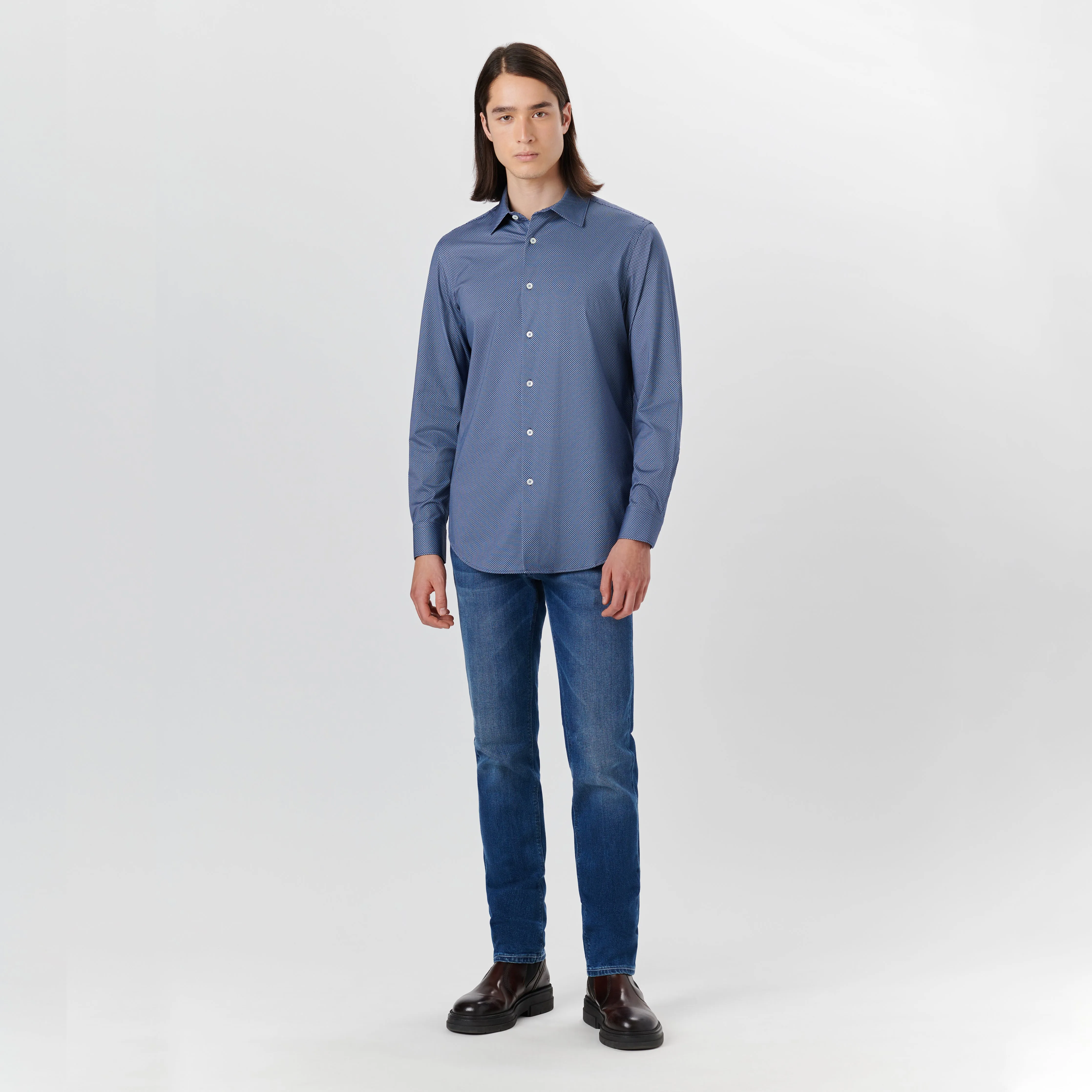 JAMES Diamond Print OoohCotton Shirt sold by Bugatchi product image thumbnail 5