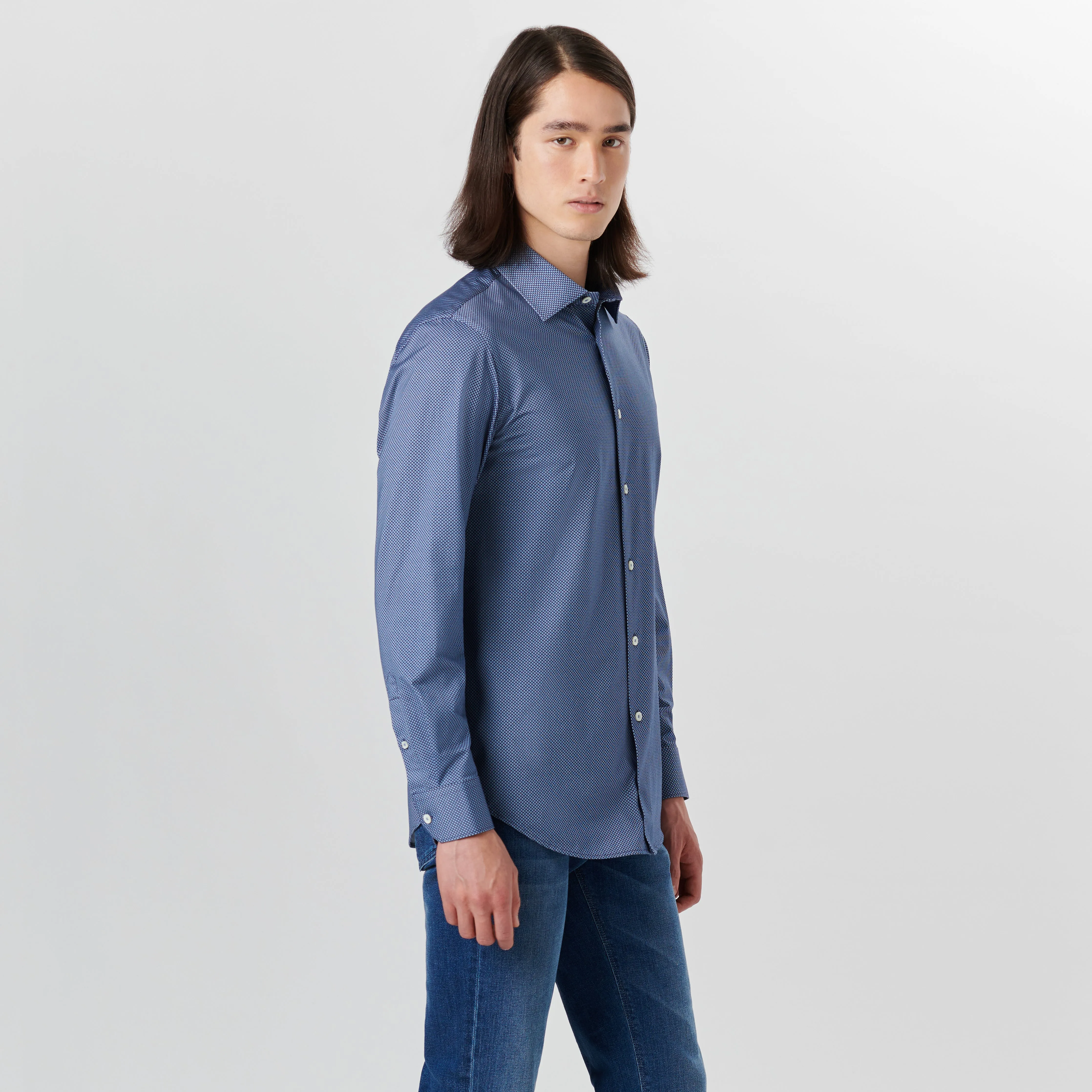 JAMES Diamond Print OoohCotton Shirt sold by Bugatchi product image thumbnail 3
