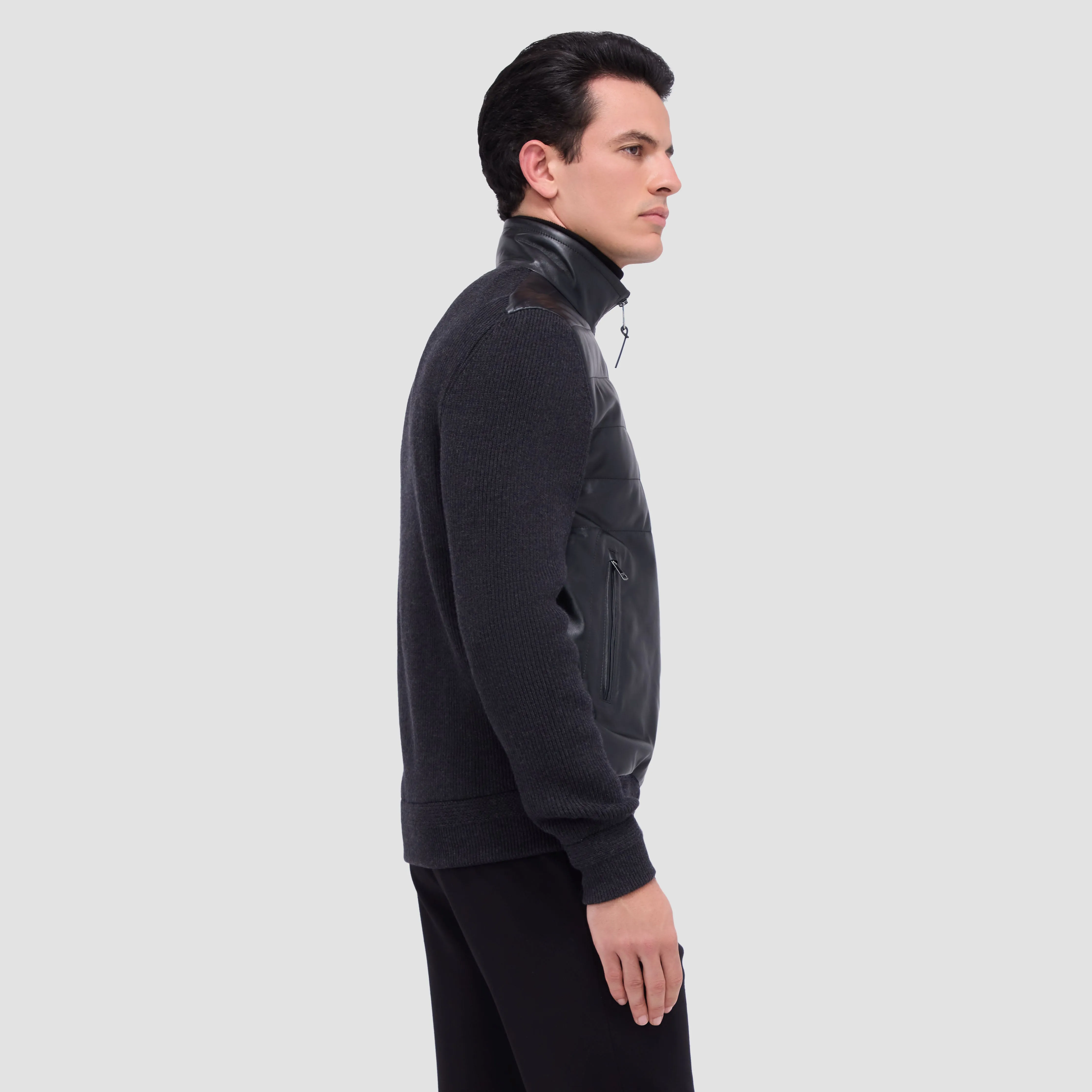 Leather & Knit Jacket sold by Bugatchi product image thumbnail 3