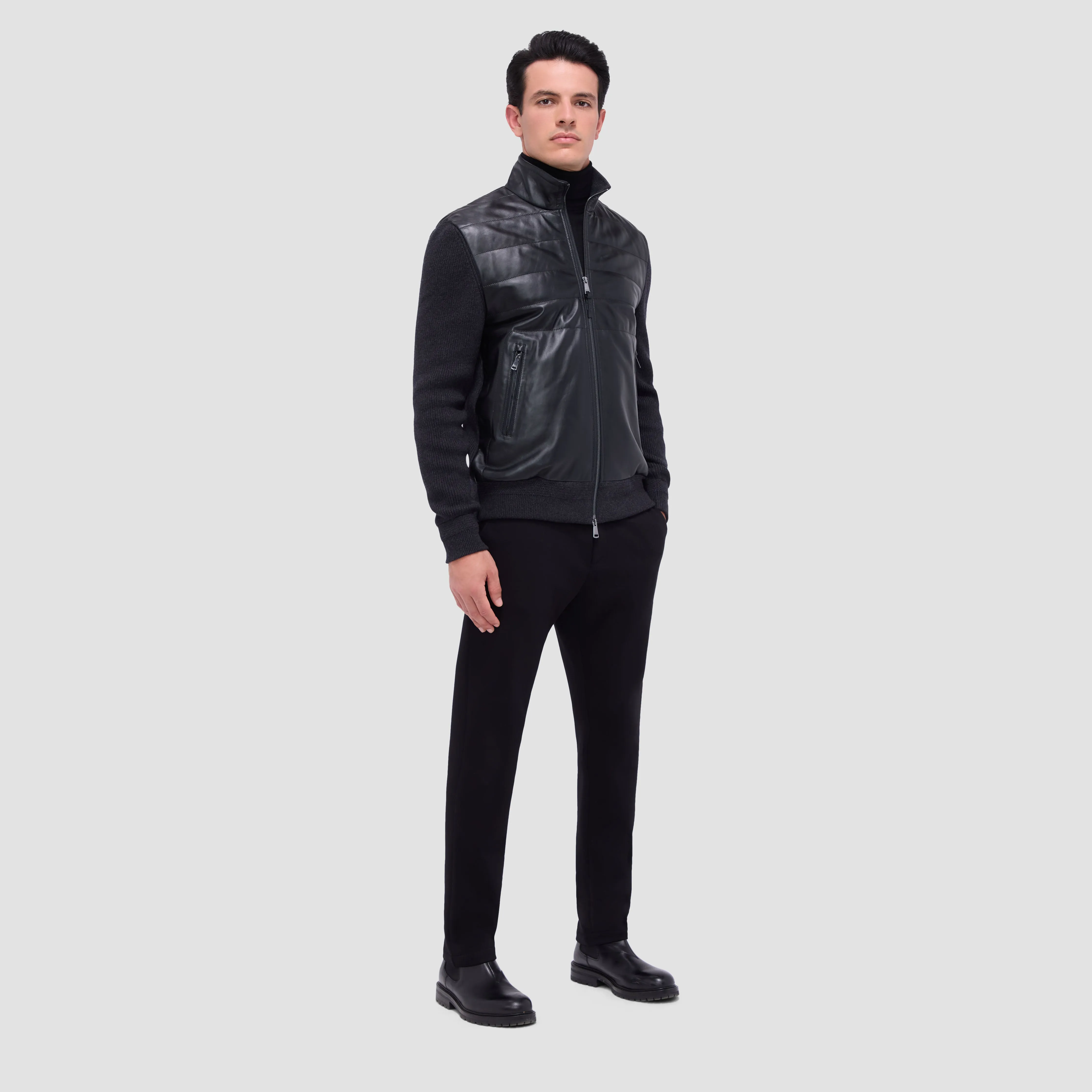 Leather & Knit Jacket sold by Bugatchi product image thumbnail 5