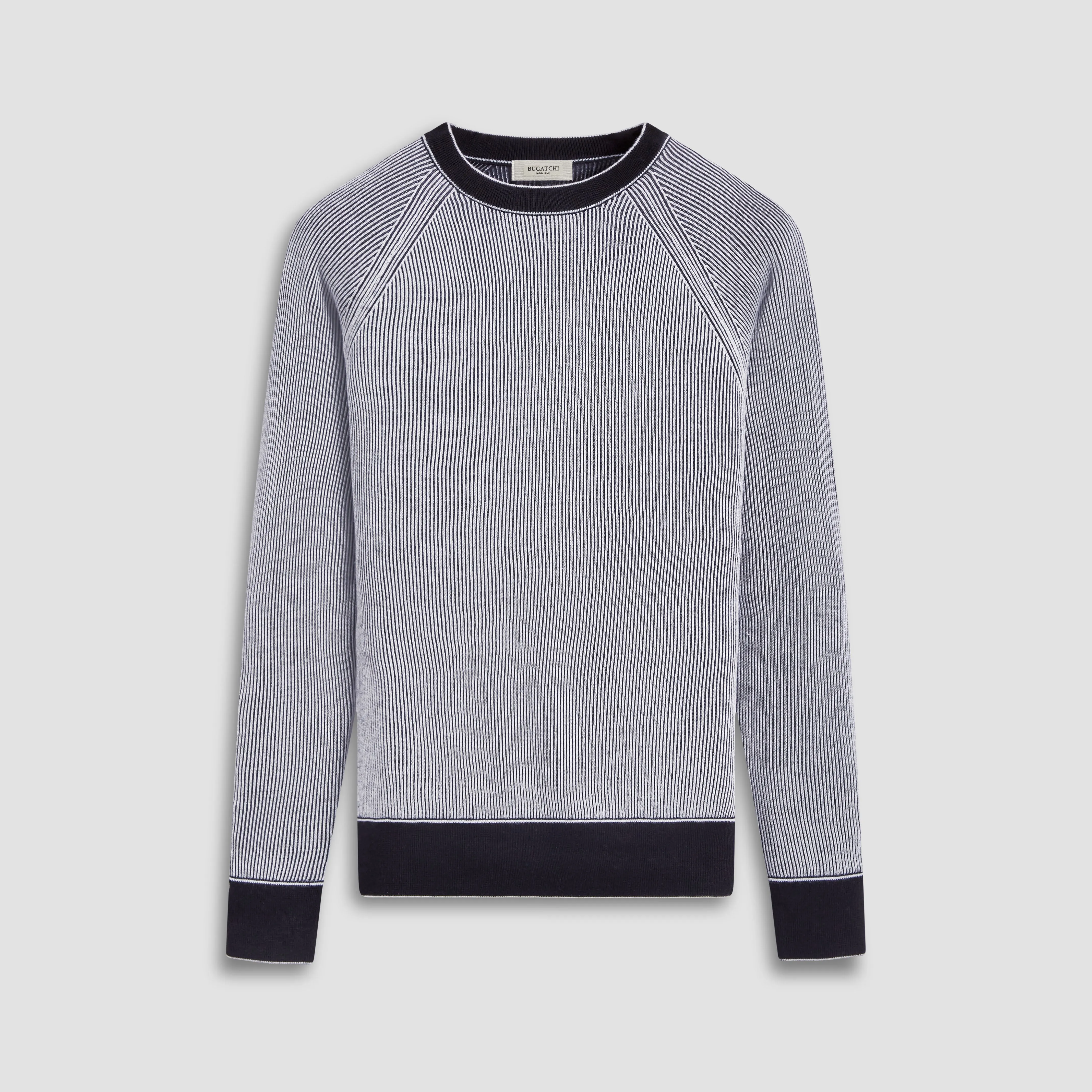 Fisherman Rib Jacquard Crew Neck Sweater sold by Bugatchi