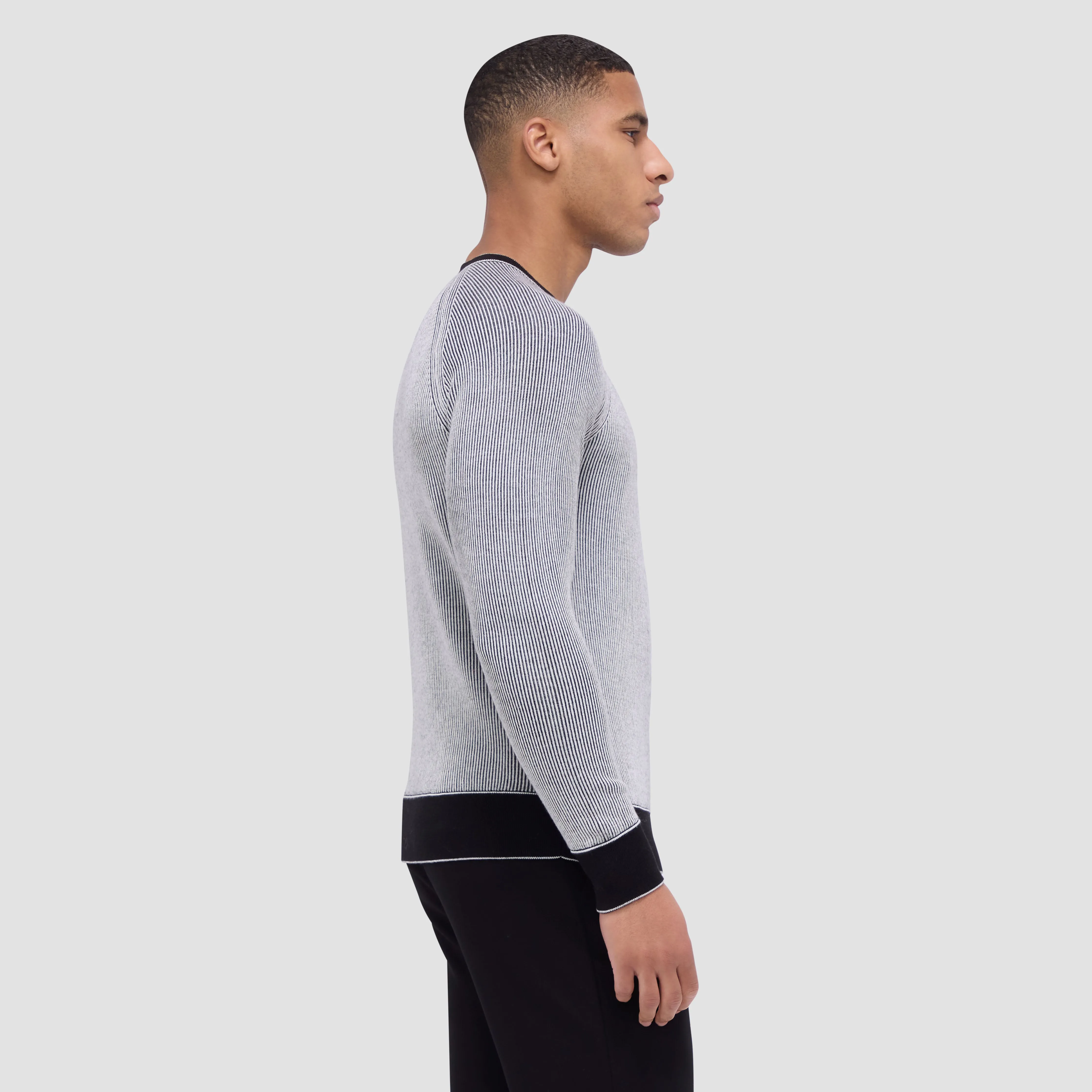 Fisherman Rib Jacquard Crew Neck Sweater sold by Bugatchi product image thumbnail 3
