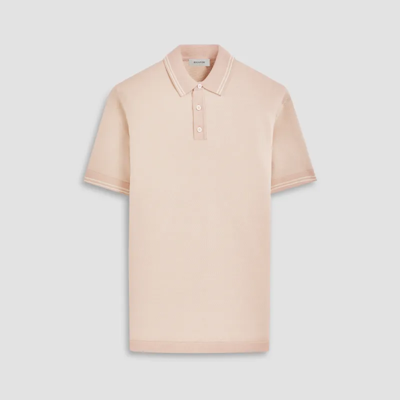 Bird's Eye Jacquard Short-Sleeved Polo Sweater sold by Bugatchi