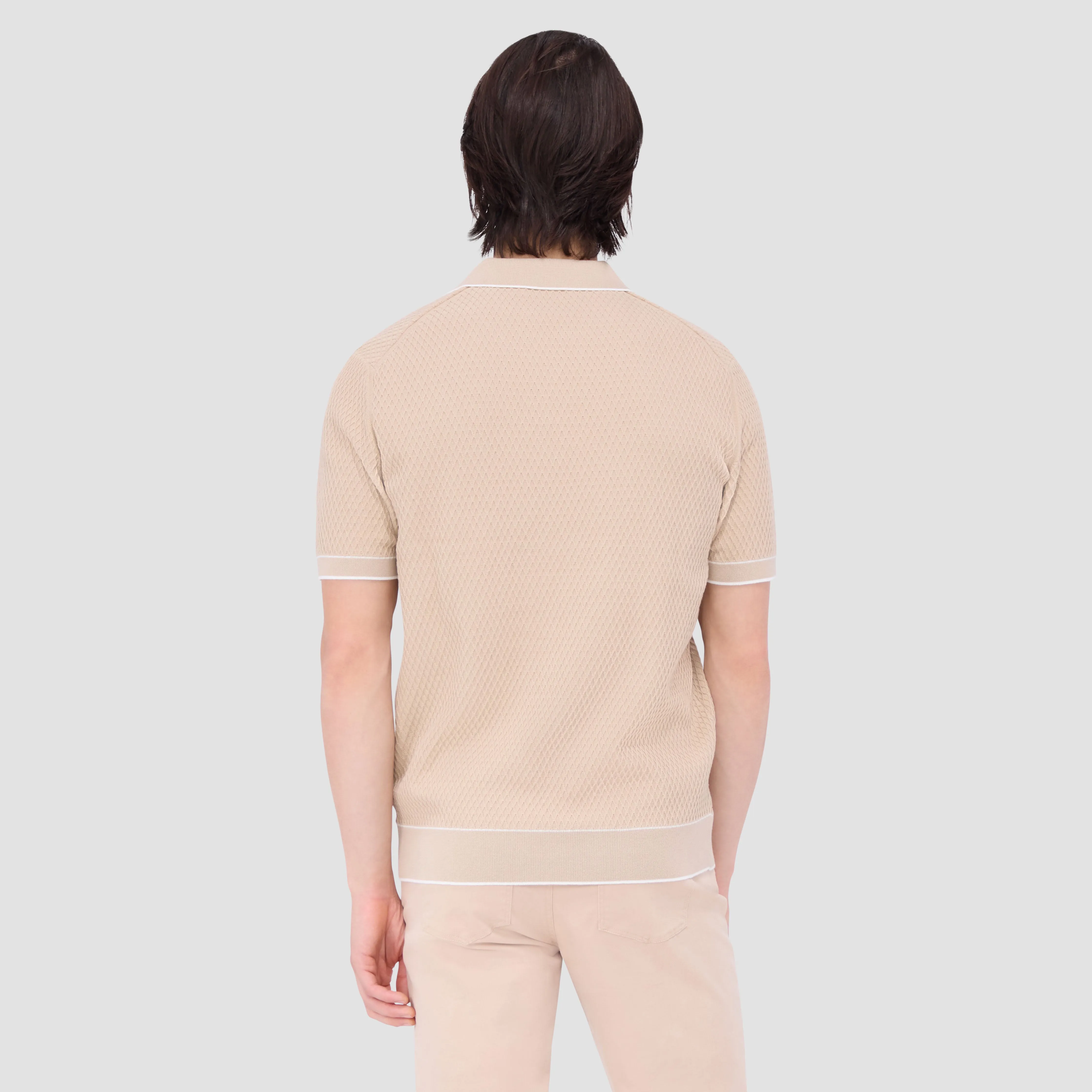 Honeycomb Stitch Short-Sleeved Johnny Collar Sweater sold by Bugatchi product image thumbnail 5