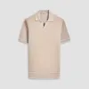 Honeycomb Stitch Short-Sleeved Johnny Collar Sweater sold by Bugatchi