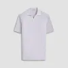 Honeycomb Stitch Short-Sleeved Johnny Collar Sweater sold by Bugatchi
