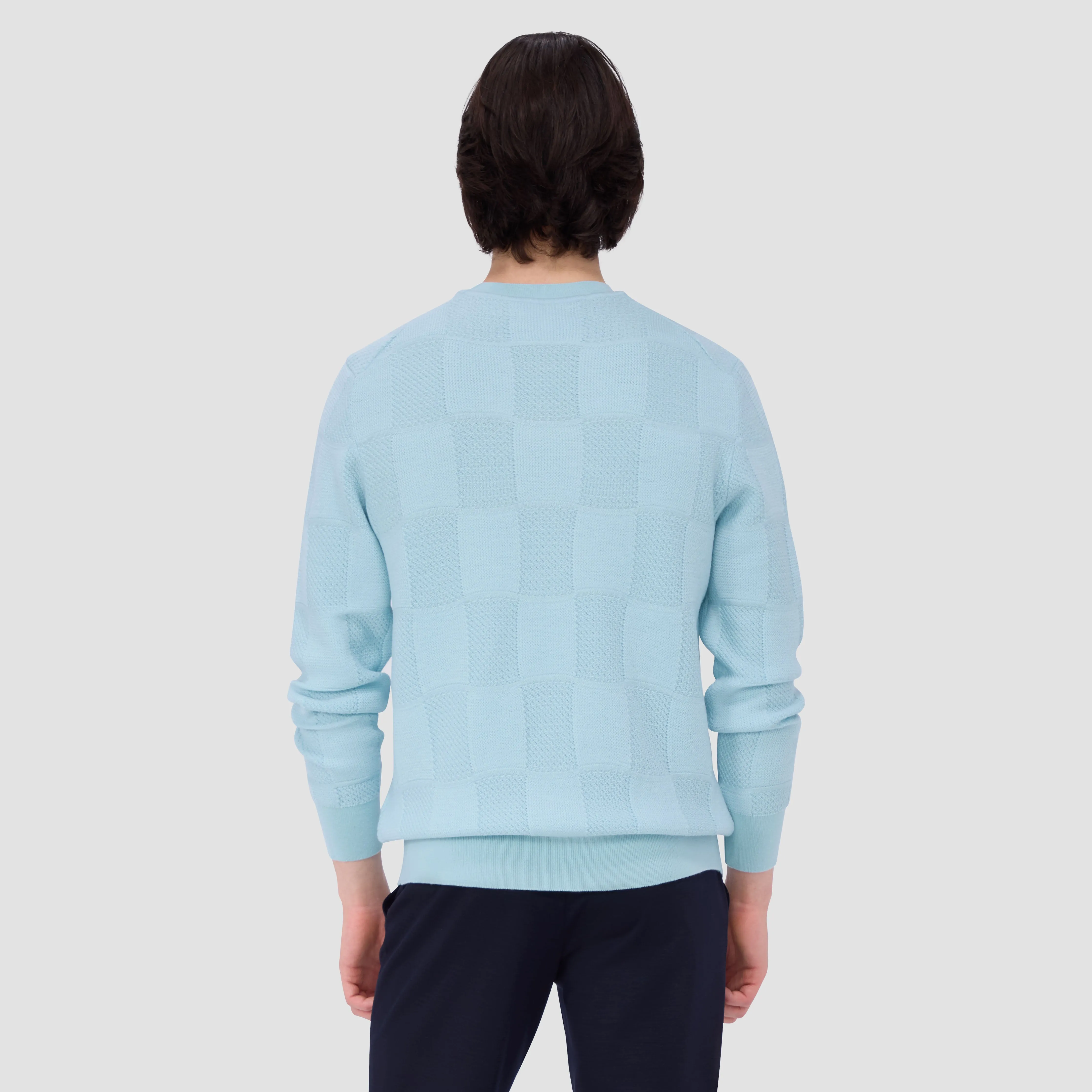 Multi-Stitch Check Jacquard Crew Neck Sweater sold by Bugatchi product image thumbnail 4
