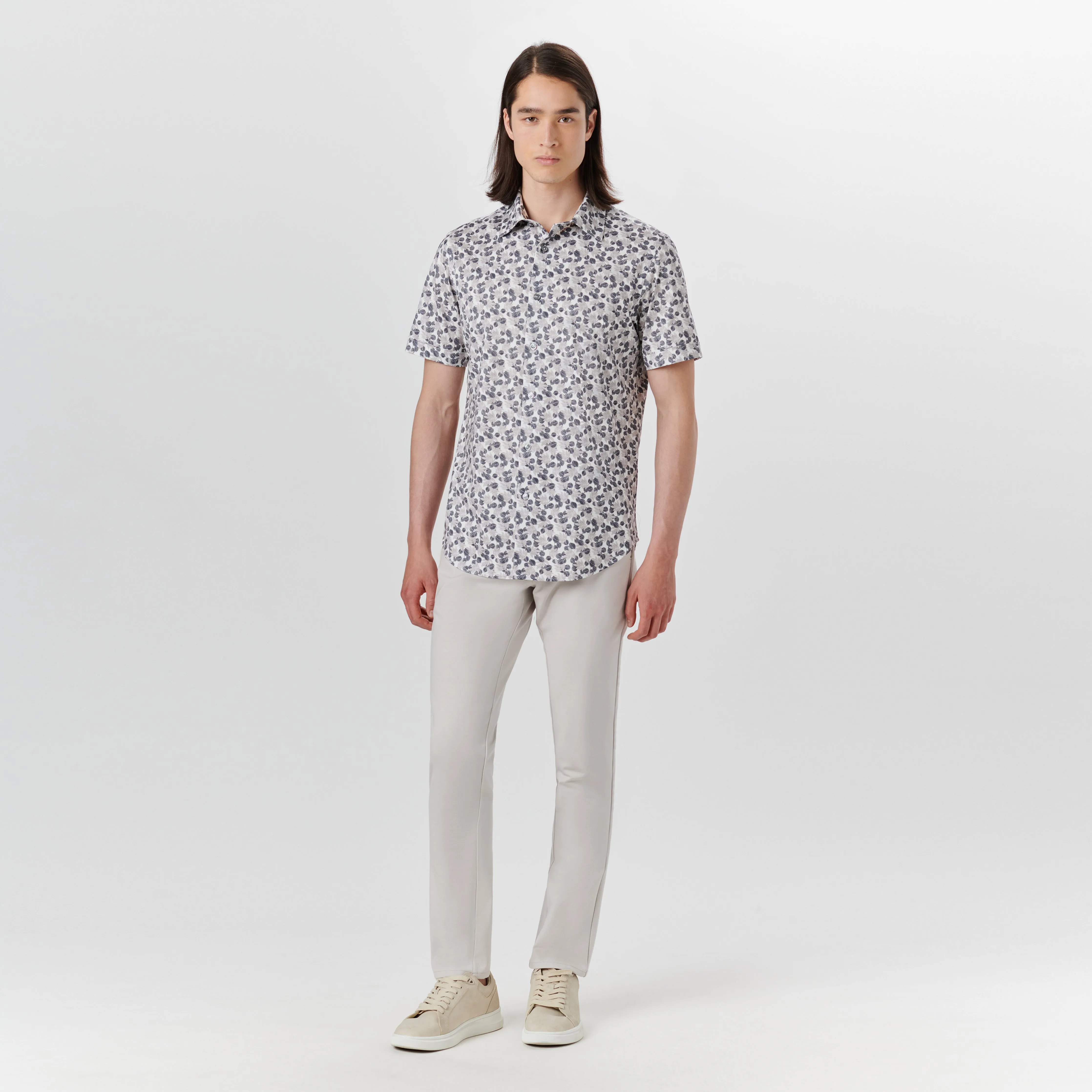 Miles Leaf Print OoohCotton Short Sleeve Shirt sold by Bugatchi product image thumbnail 5