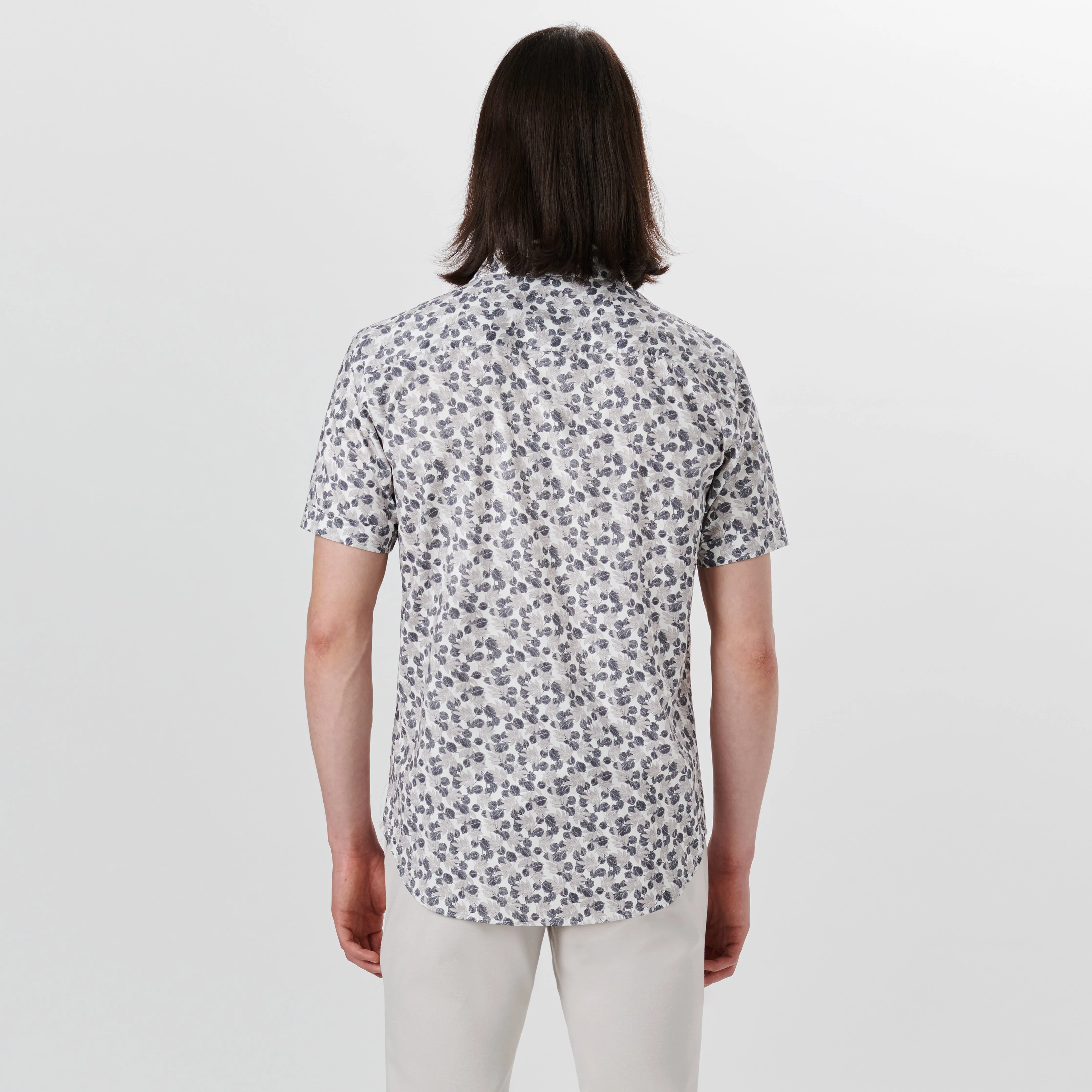 Miles Leaf Print OoohCotton Short Sleeve Shirt sold by Bugatchi product image thumbnail 4