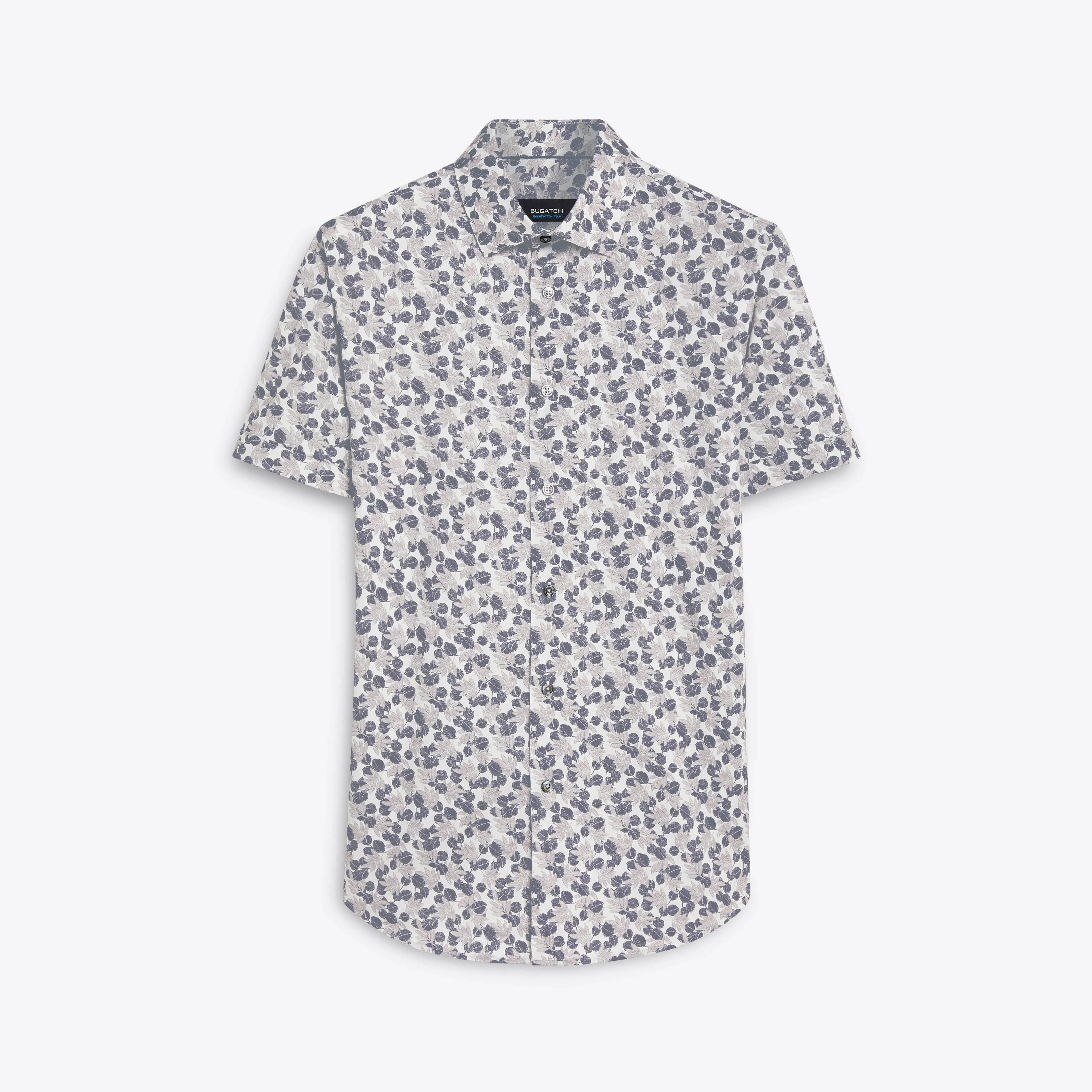 Miles Leaf Print OoohCotton Short Sleeve Shirt sold by Bugatchi