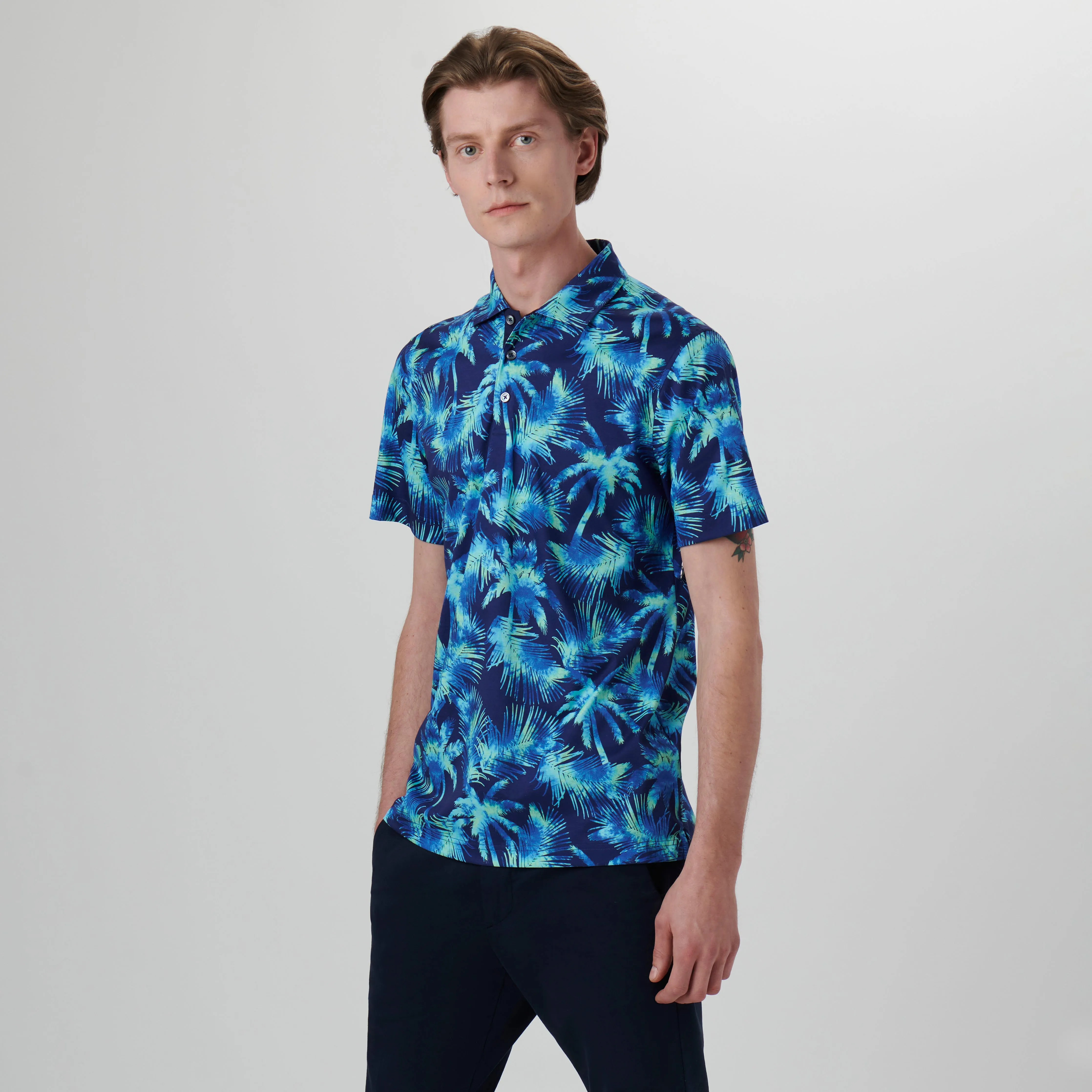 Hendrix Palm Tree Print Polo Shirt sold by Bugatchi product image thumbnail 3