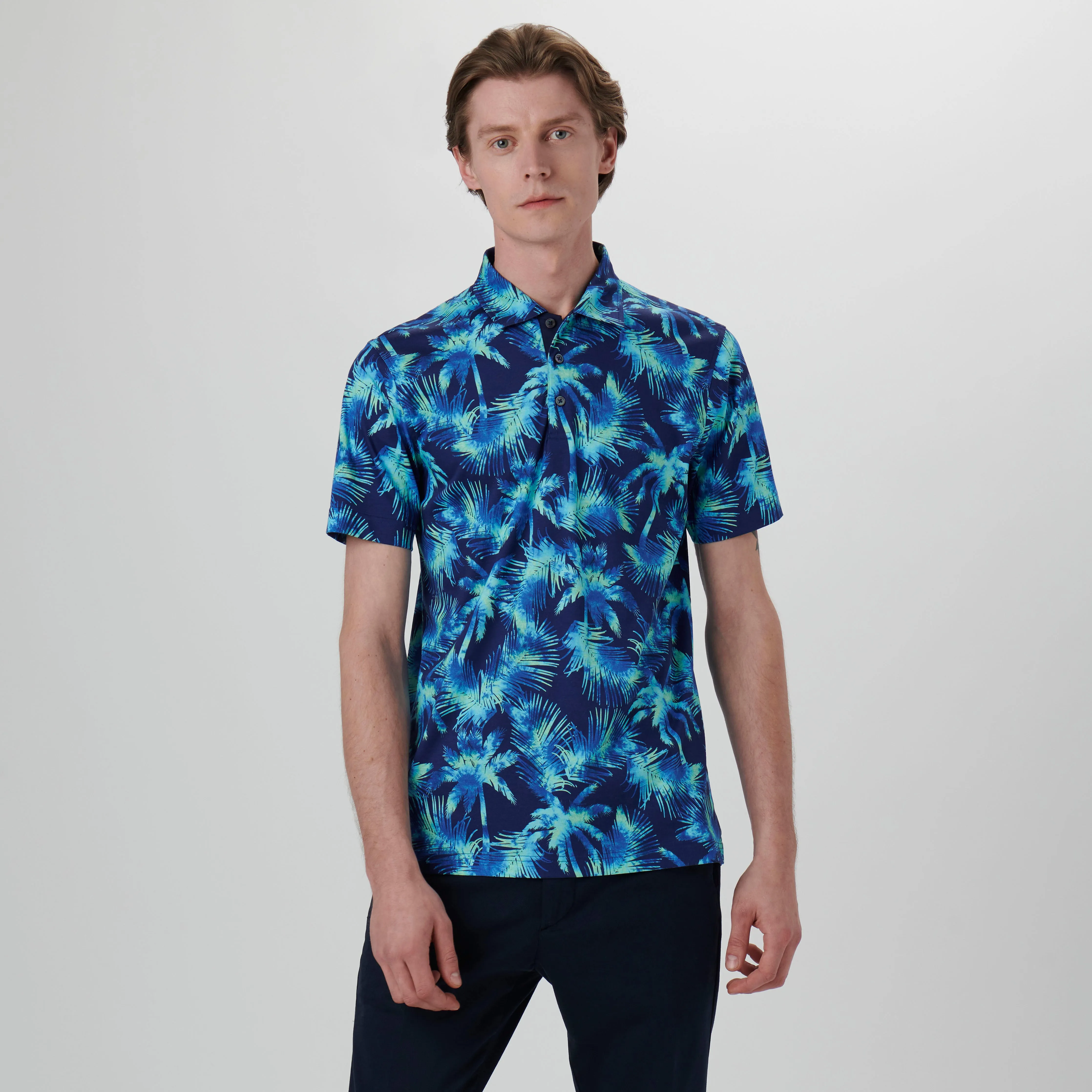 Hendrix Palm Tree Print Polo Shirt sold by Bugatchi product image thumbnail 2